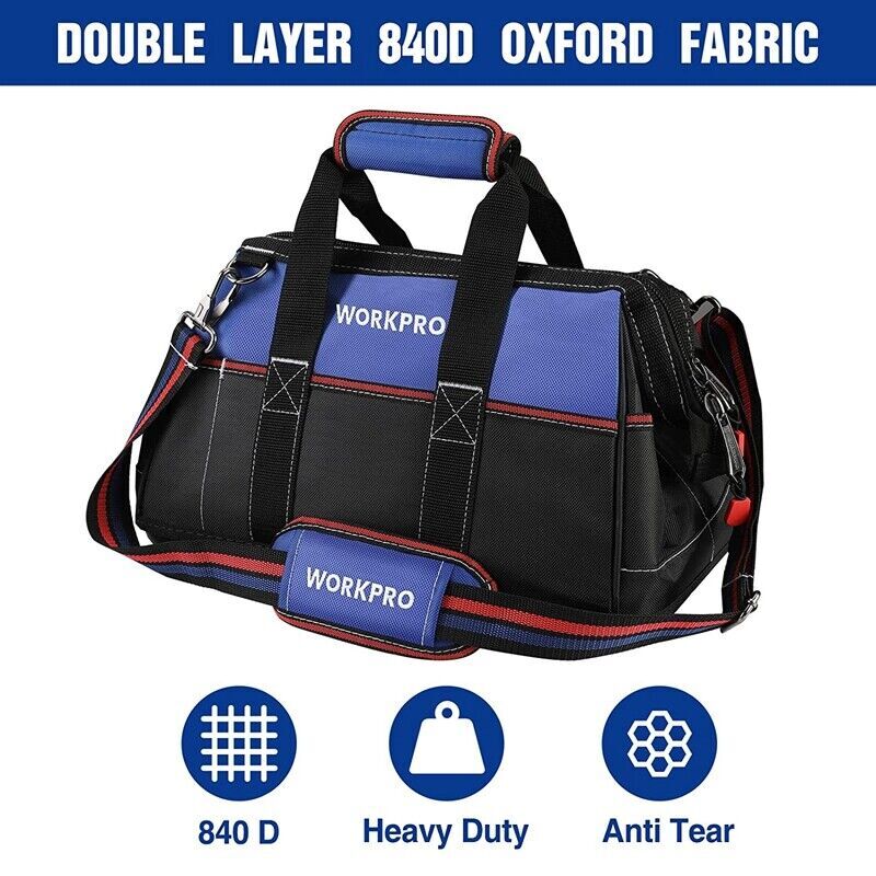 WORKPRO 18 inch Tool Bag Wide Mouth/2PC-13”&18” Tool Bags Heavy Duty Storage