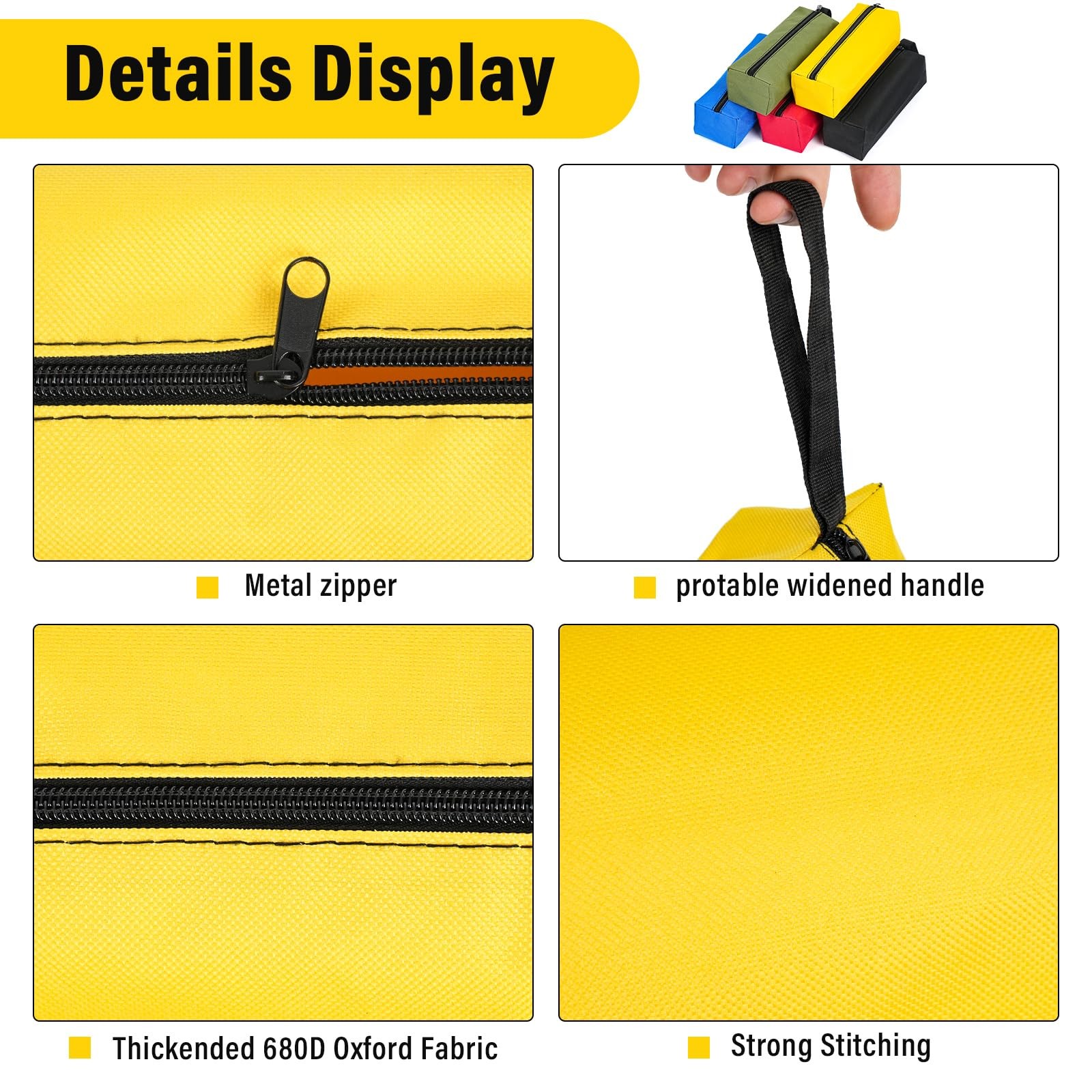 HunterBee 3/5 pack small Tool Organizer bags 9.45″ x 3.35″ x 2.76″, 5 pcs S