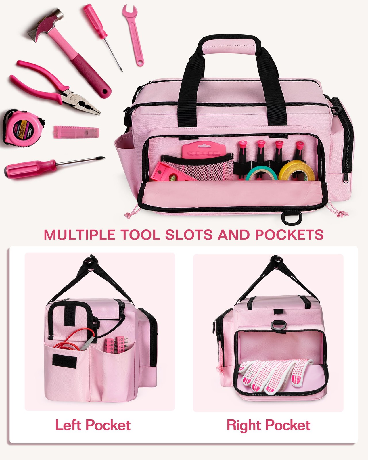 Tactical Tool Bag for Women, 16 Inches Tool Storage Organizer Box with Wide M…