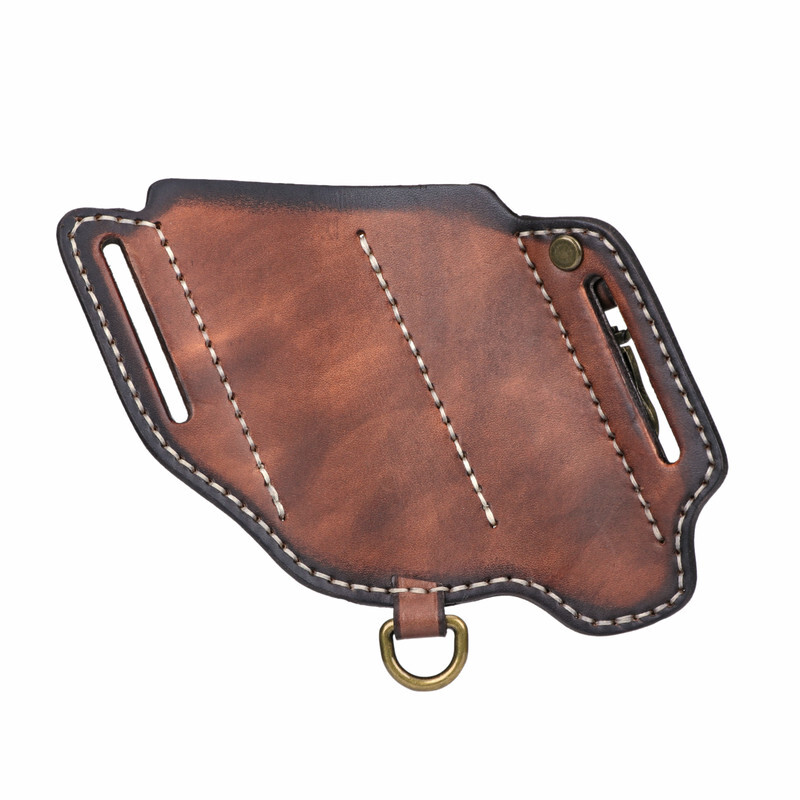 Leather Camping EDC Multitool Pouch Flashlight Holder Knife Belt Holster-TOURBON