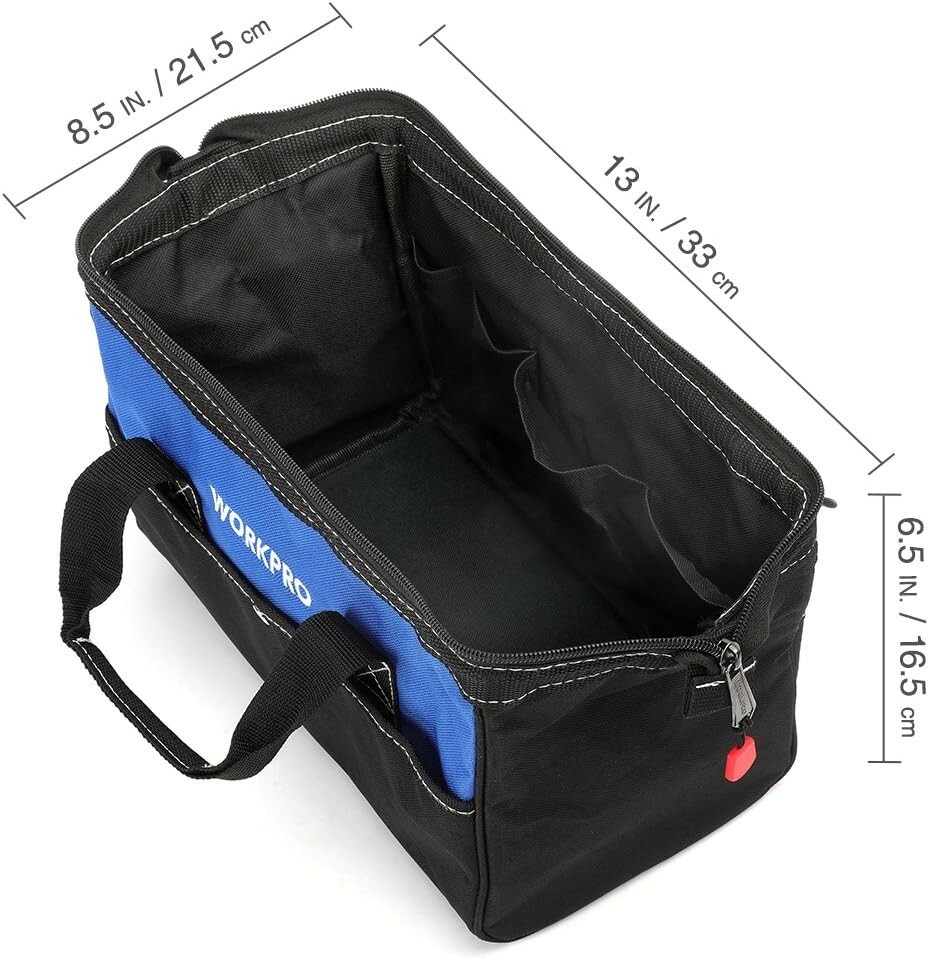 13-Inch Wide Mouth Tool Bag – Durable Polyester with Pockets for Easy Storage