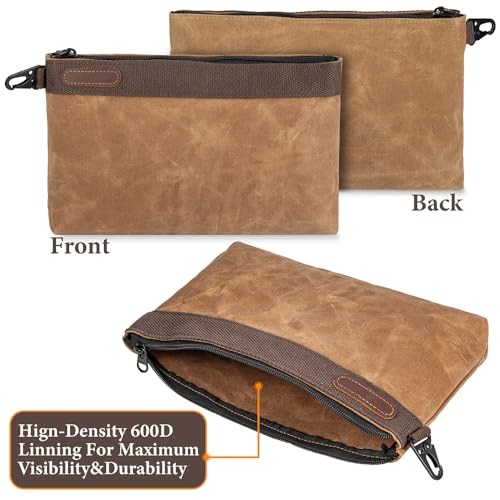 Waxed Canvas Tool Pouches 4 Pack – 11-Inch Heavy-Duty Zipper Tool Bags Set,