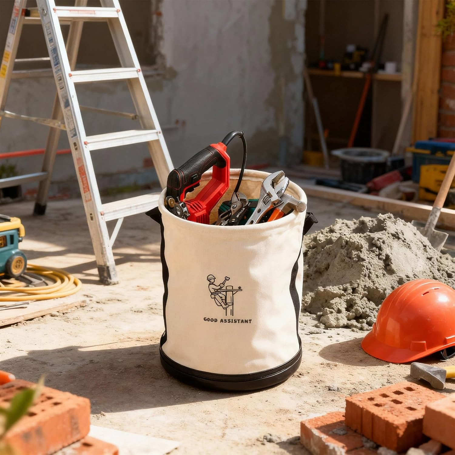 2 Pack 15″ X 12″ Canvas Tool Bucket Bag, Heavy Duty 150 Lbs Load Capacity, Truck