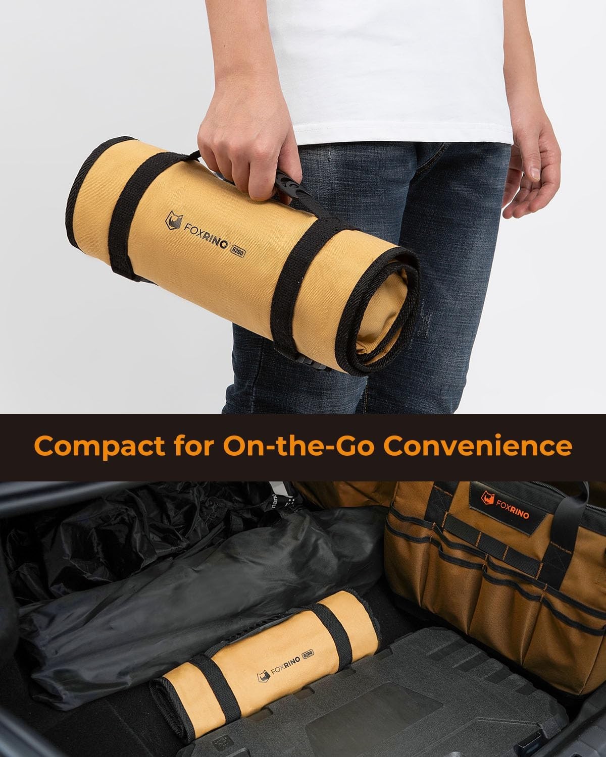 Heavy Duty Tool Roll Bag 20+ Pockets Organizer Brown Roll-Up Tool Pouch