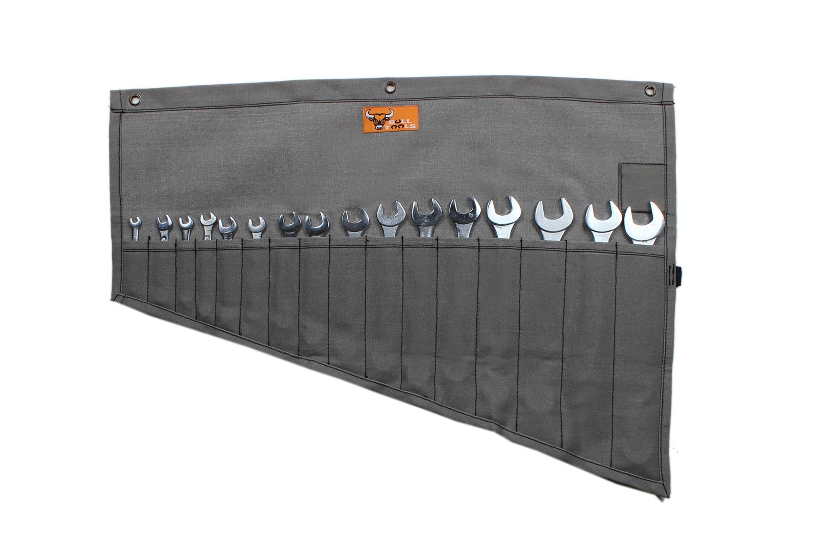 Roll Up Tool Bag Organizer 16 Pockets Canvas Wrench Pouch Heavy Duty Black Grey