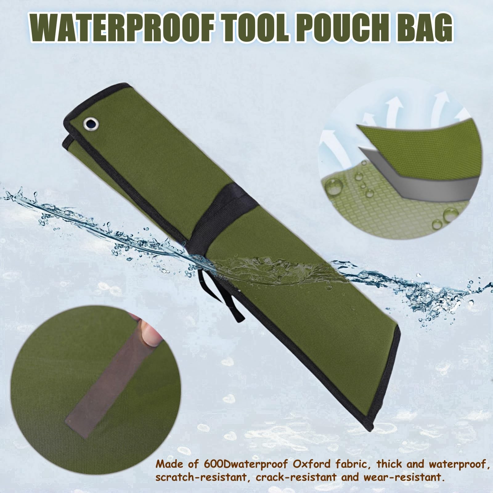 16 Pockets Wrench Roll Up Organizer, Bag and Tool Organizer Bag, Green
