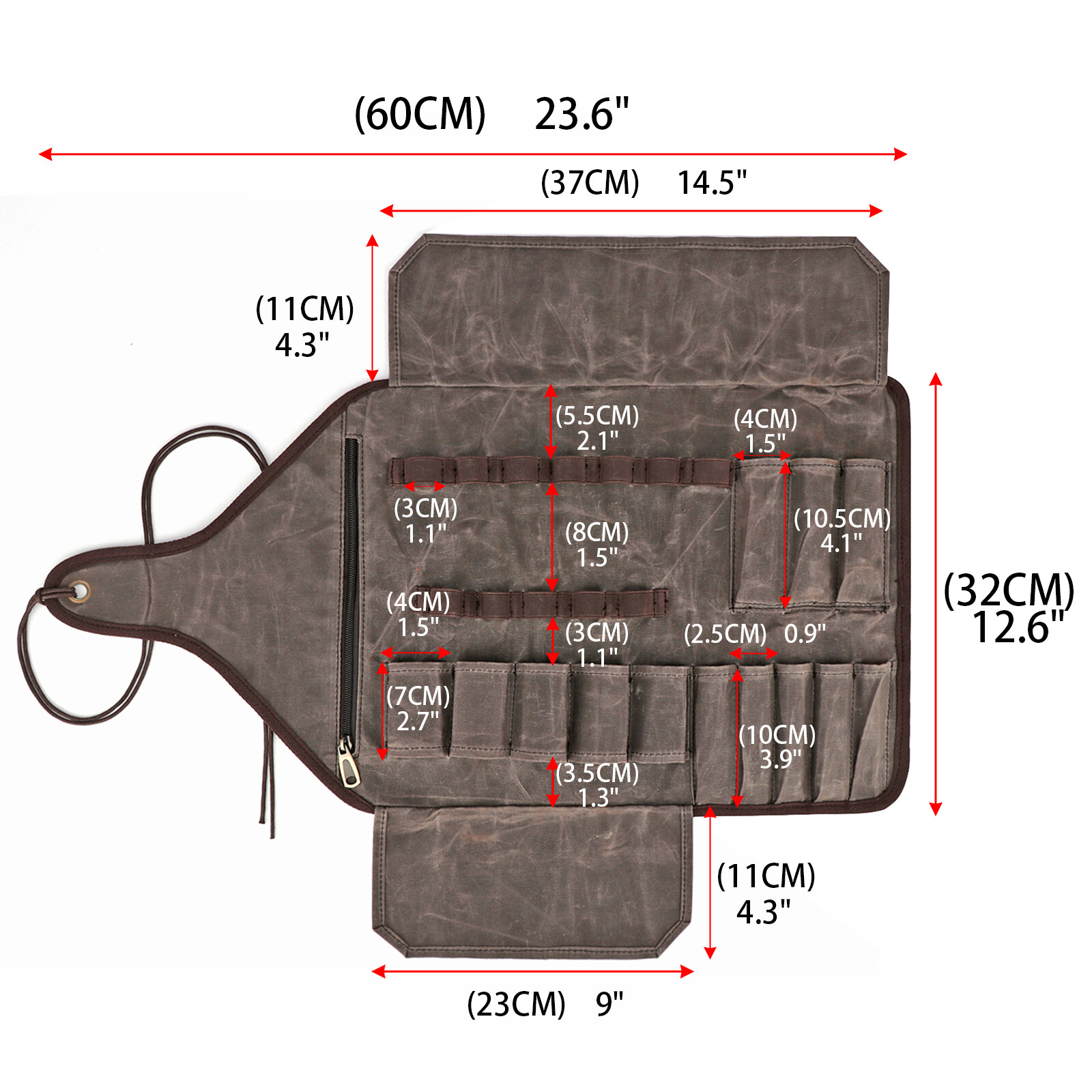 TOURBON Waxed Canvas Tool Roll Spanner Wrench Storage Pouch Chisel Gloves Pocket