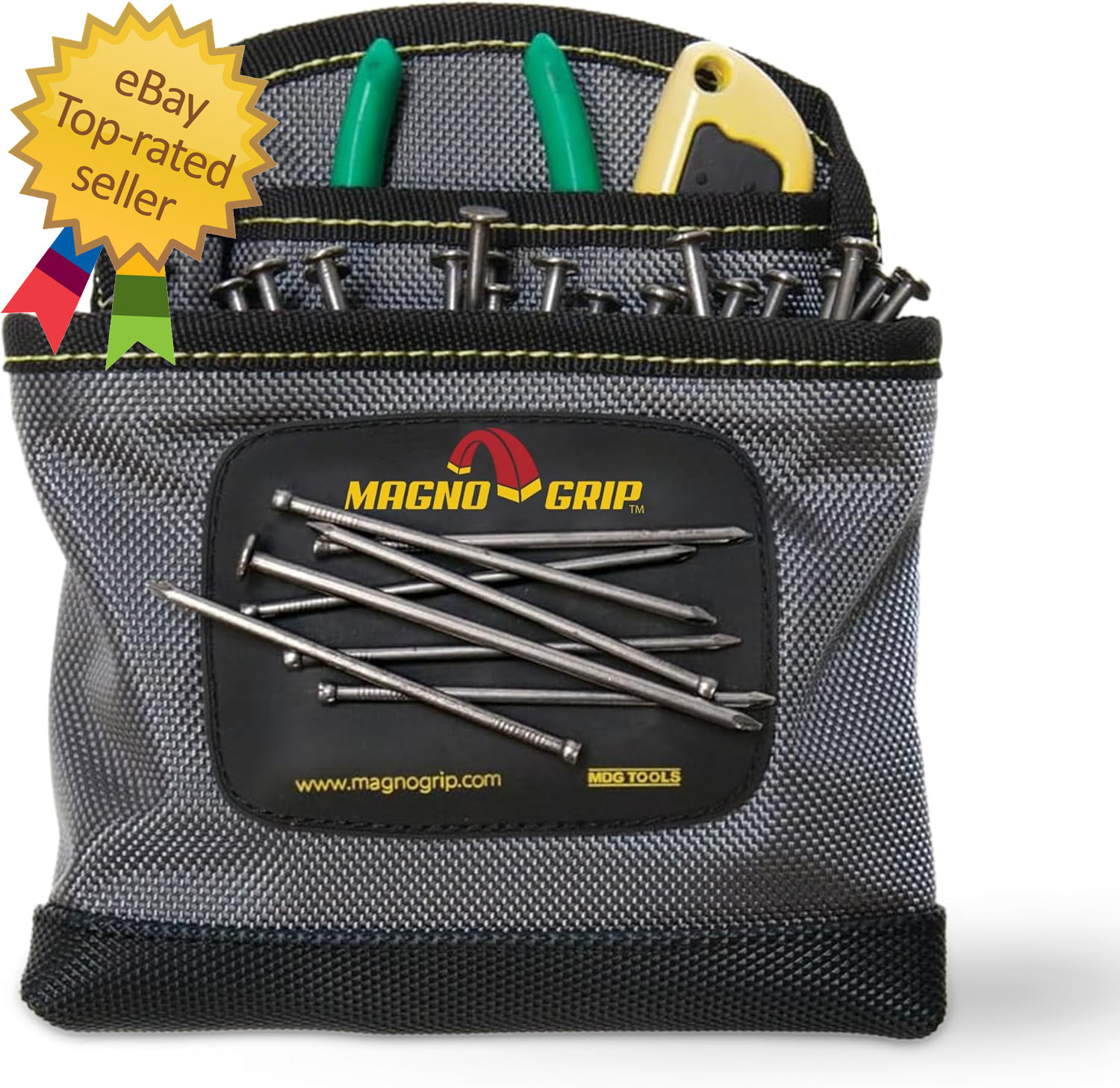 3-Pocket Nail Pouch with Integrated Magnetic Storage – Durable 1680D Ballistic P