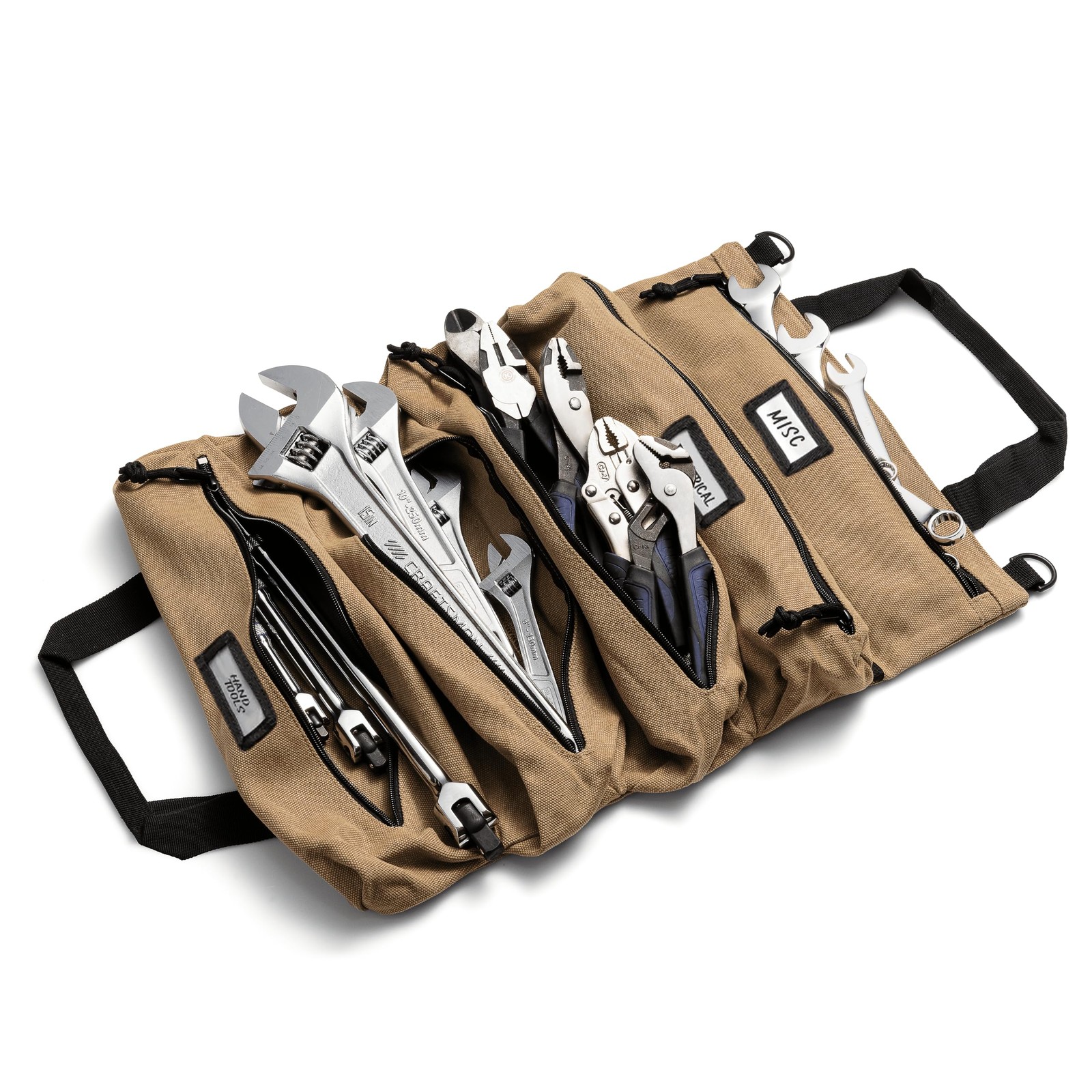 Official Voyager Tool Roll Bag – Easy to Carry 5-Pocket Roll Up Tool Bag – Du…