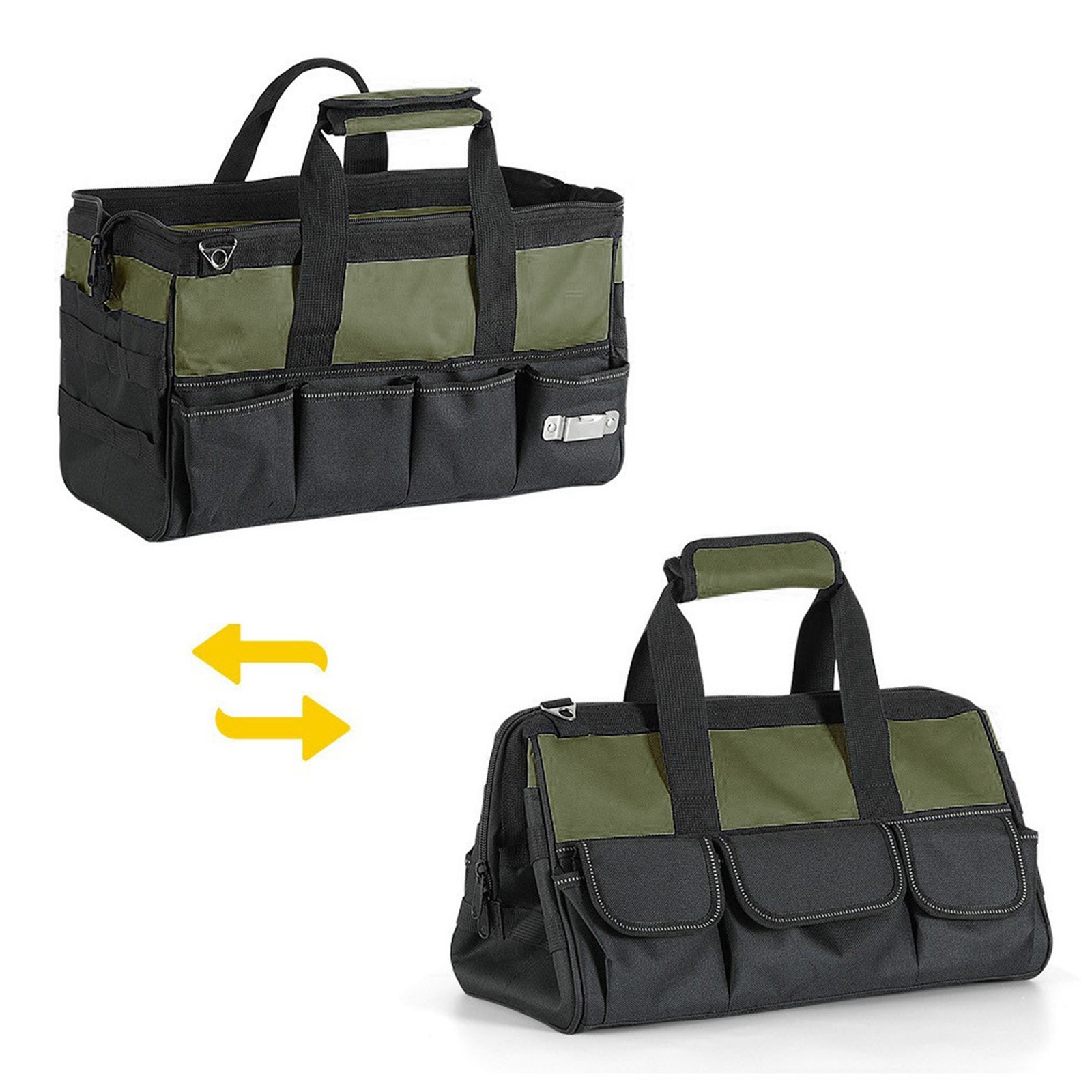 Heavy Tool Bag 15 Inch 25 Pockets Soft Tool Organizer For Electrician Green
