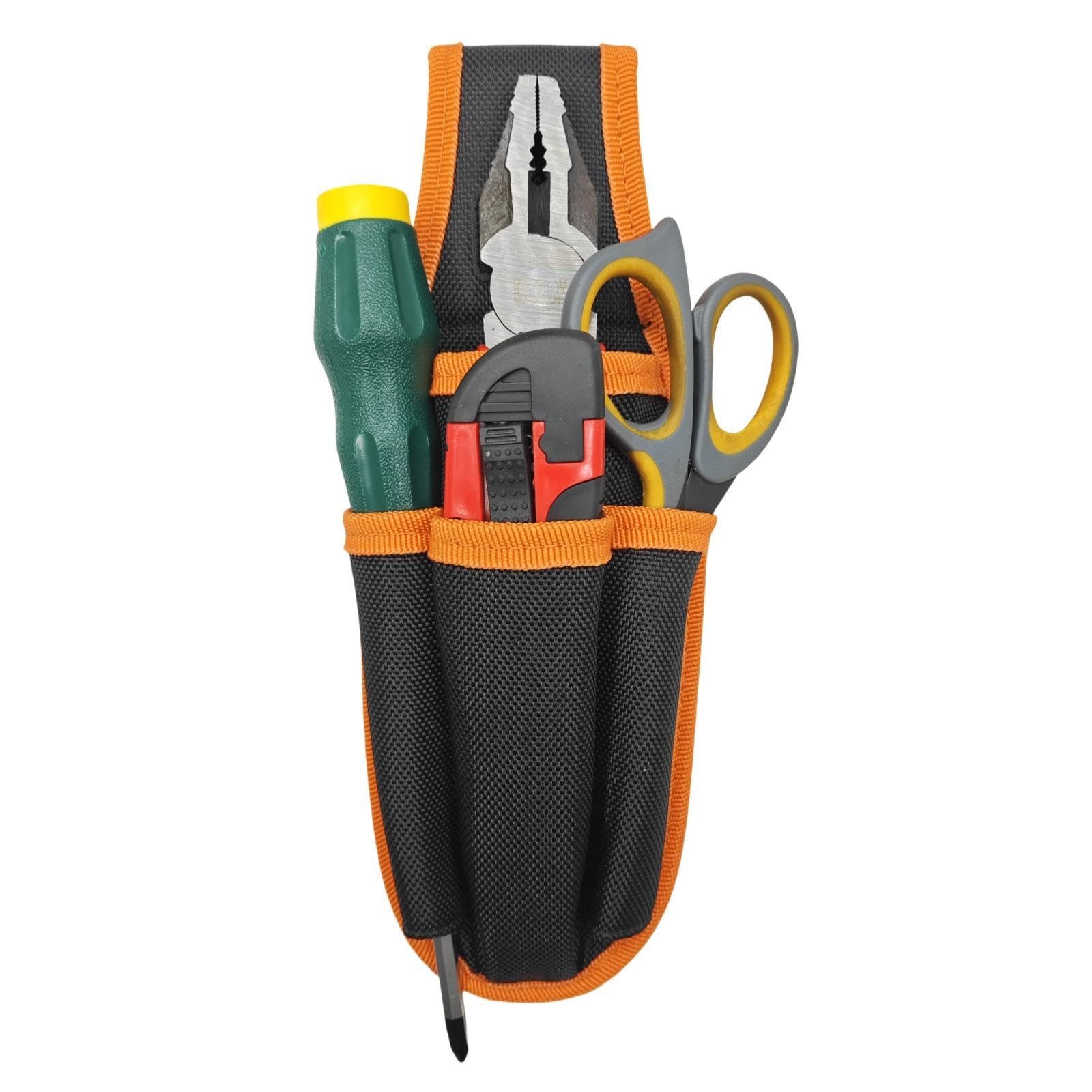 Small Tool Pouches with Belt Clip,Electrician Bag,Tool Orange+Black