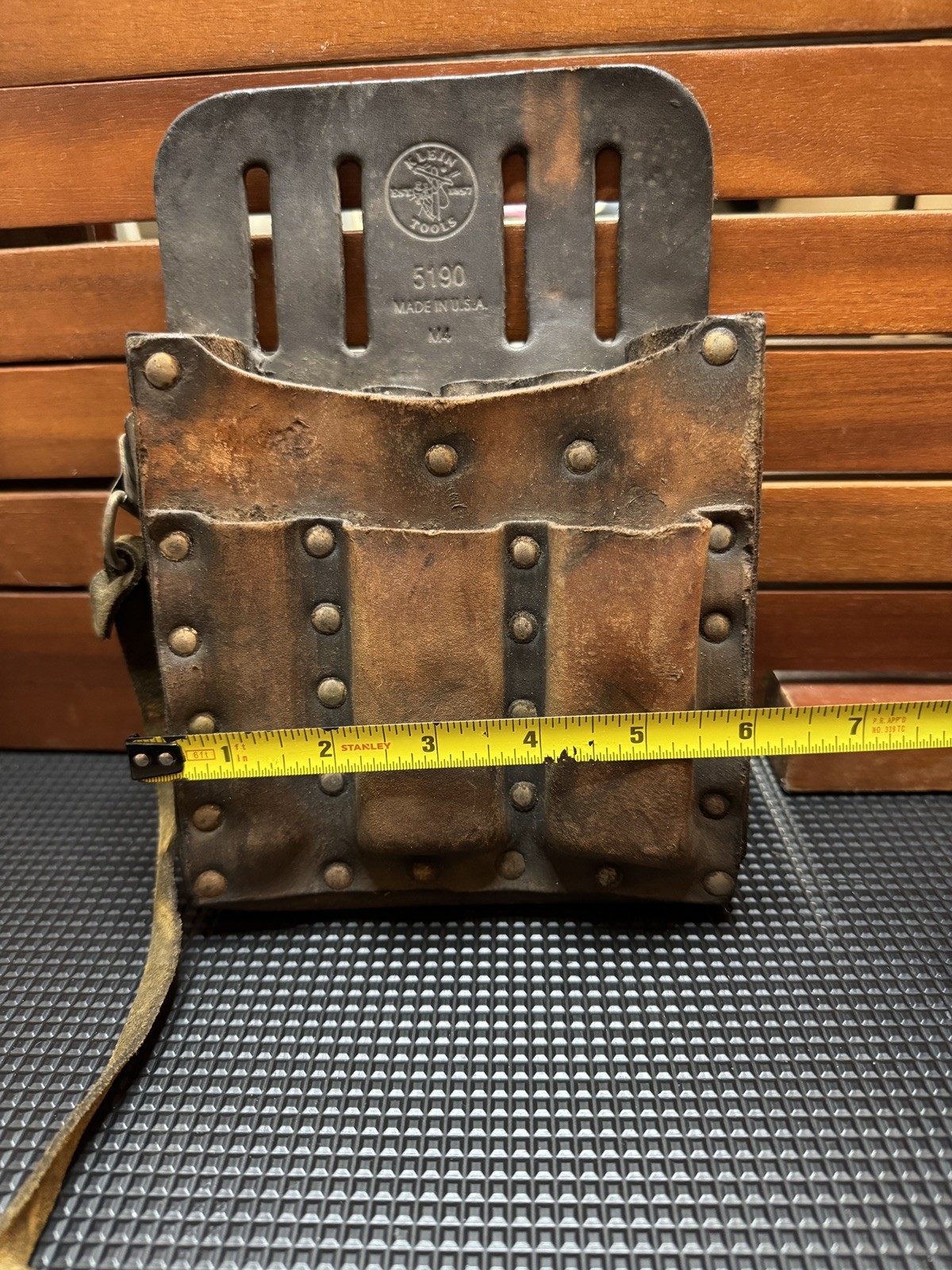 VINTAGE Klein Tool Pouch Bag 5190 Construction Woodwork Electrician Leather