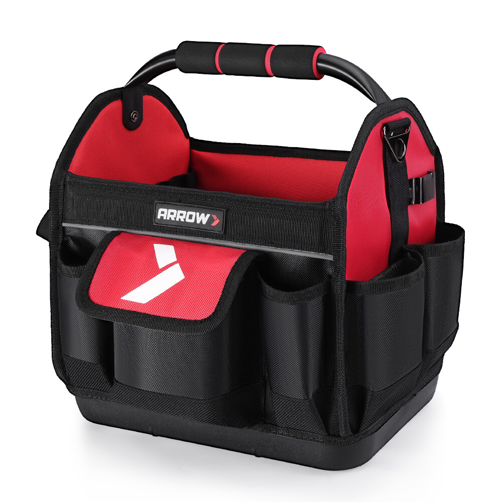 ARROW 12″ Electrician Tool Tote with Waterproof Hard Base with 19 Pockets USA