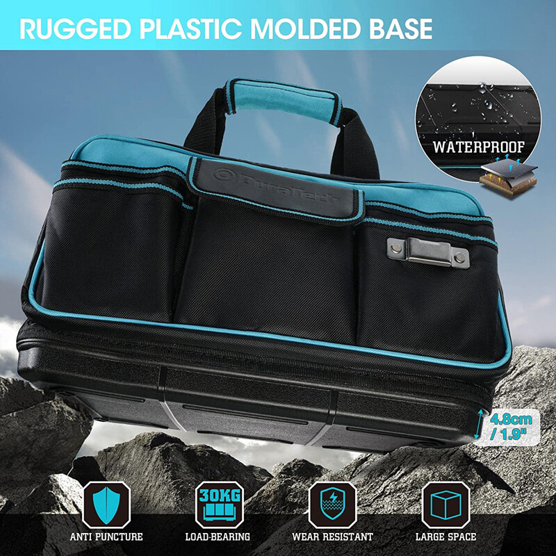 DURATECH 17-in Wide Mouth Tool Bag Large Storage 32 Pocket Bag Organizer w/Strap