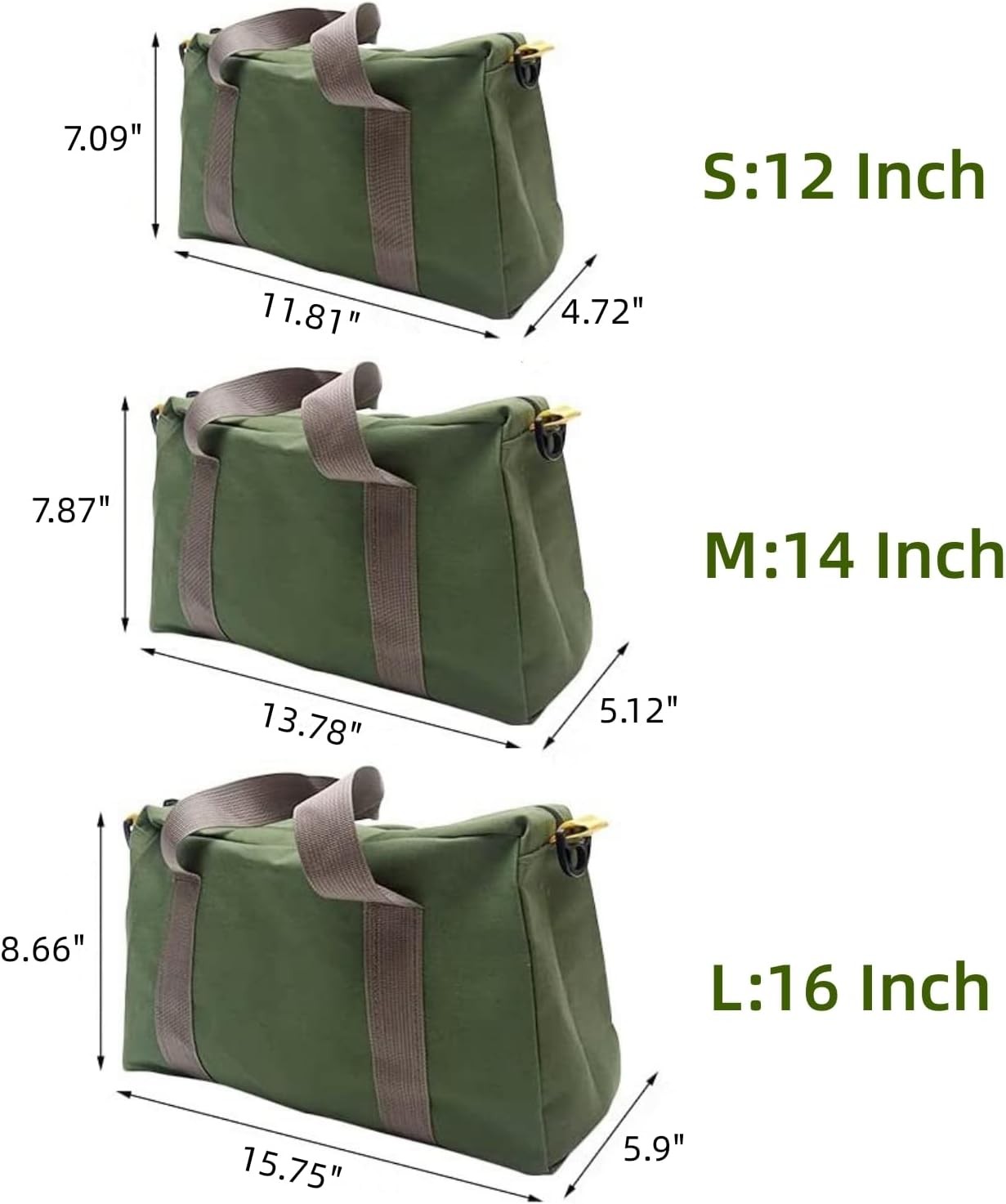 12 Inch Wide Mouth Tool Bag, Heavy Duty Canvas Tool Storage Bag for Men, Large