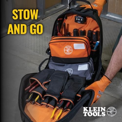 Klein Tools Tool Pouch, Dual Compartments, Heavy-Duty Tool Bag Organizer, Multip