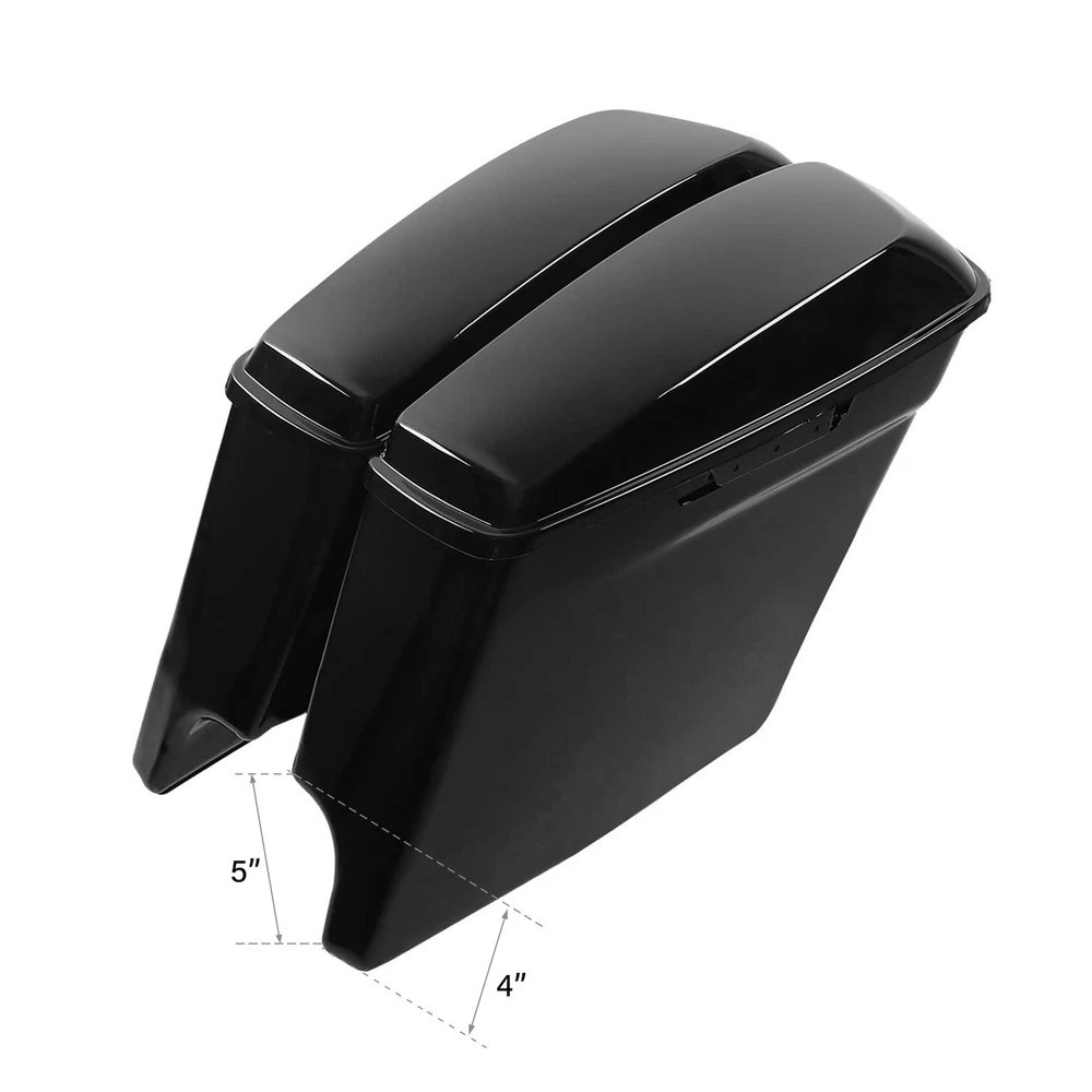 TCMT 5 Vivid Black Painted Extended Stretched Saddlebags Fits For Harley FLT
