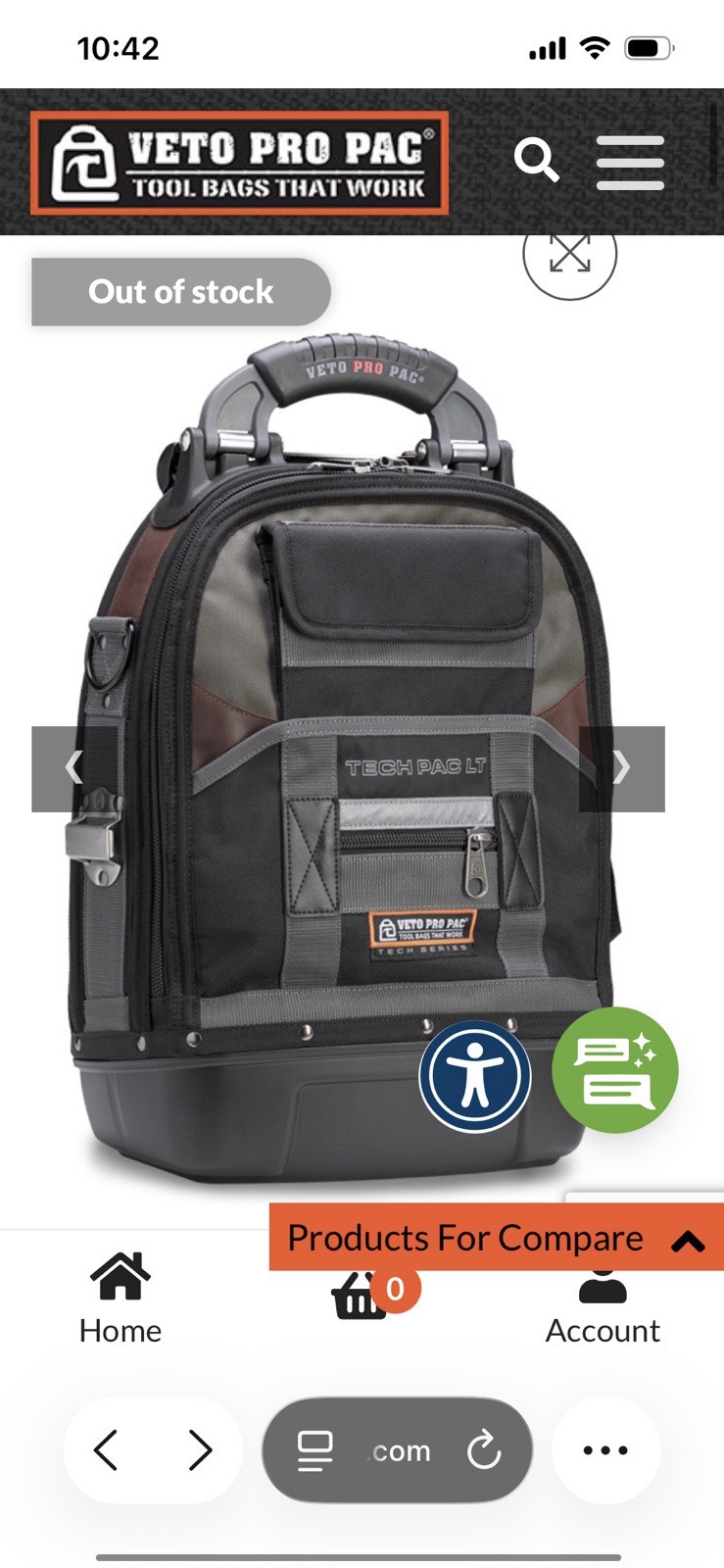 VETO PRO PAC Tech Pac MC-LT Large Nylon Tool Backpack
