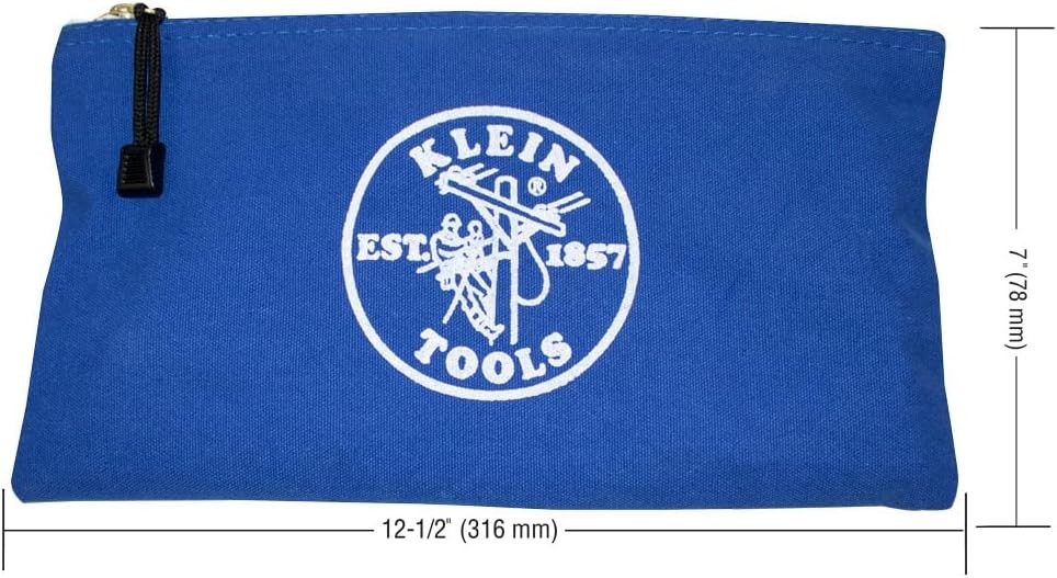 Klein Tools 5140 Canvas Zipper Bag, Tool Pouch, Bank Deposit Utility Bag, 12.5