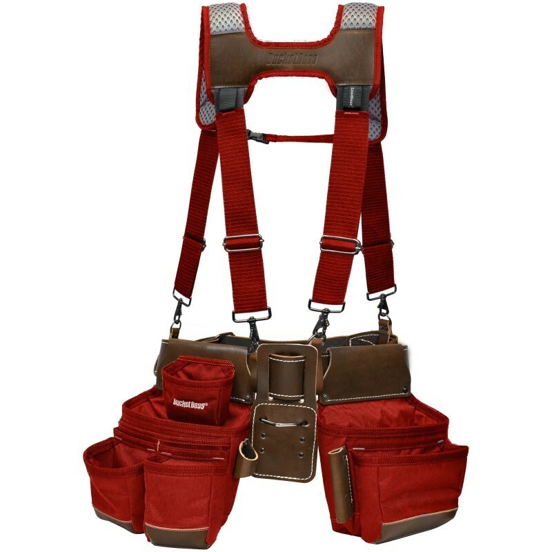 Bucket Boss Hybrid Pro Leather Red Suspension Tool Belt Rig