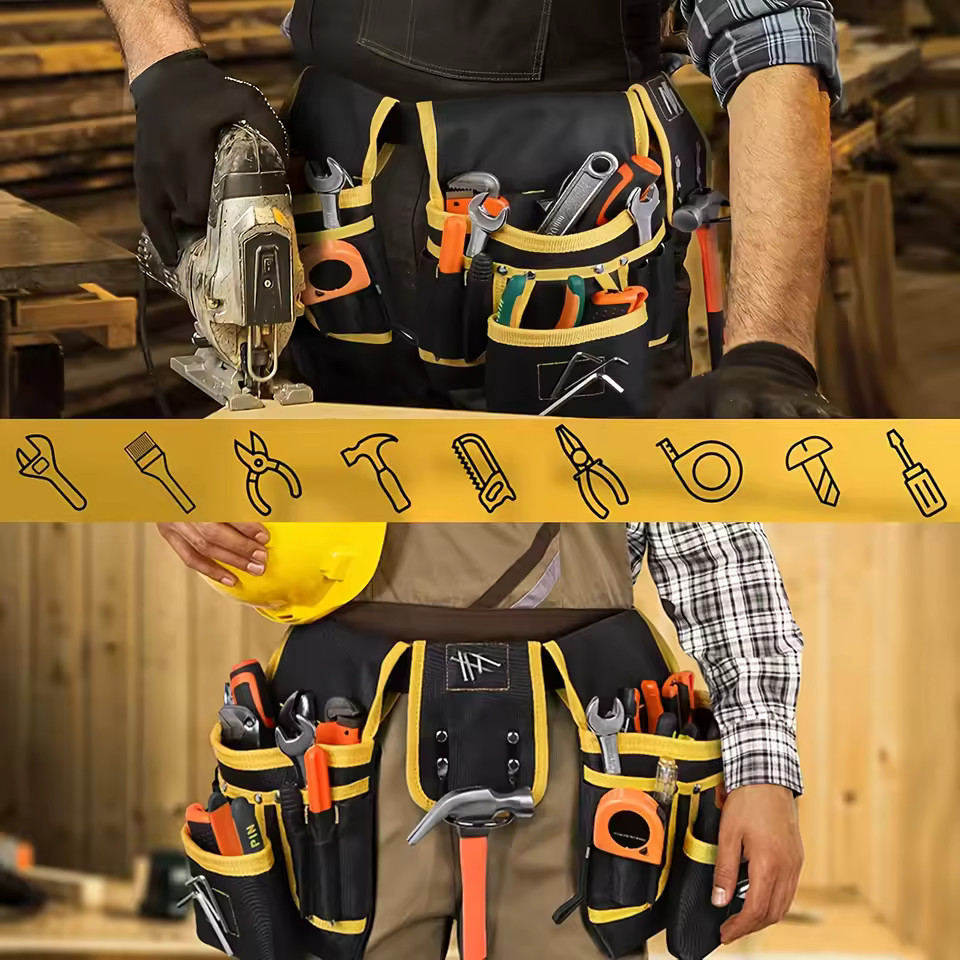 Magnetic Tool Pouch – 26-Pocket Adjustable Belt Bag for Electricians & Builders