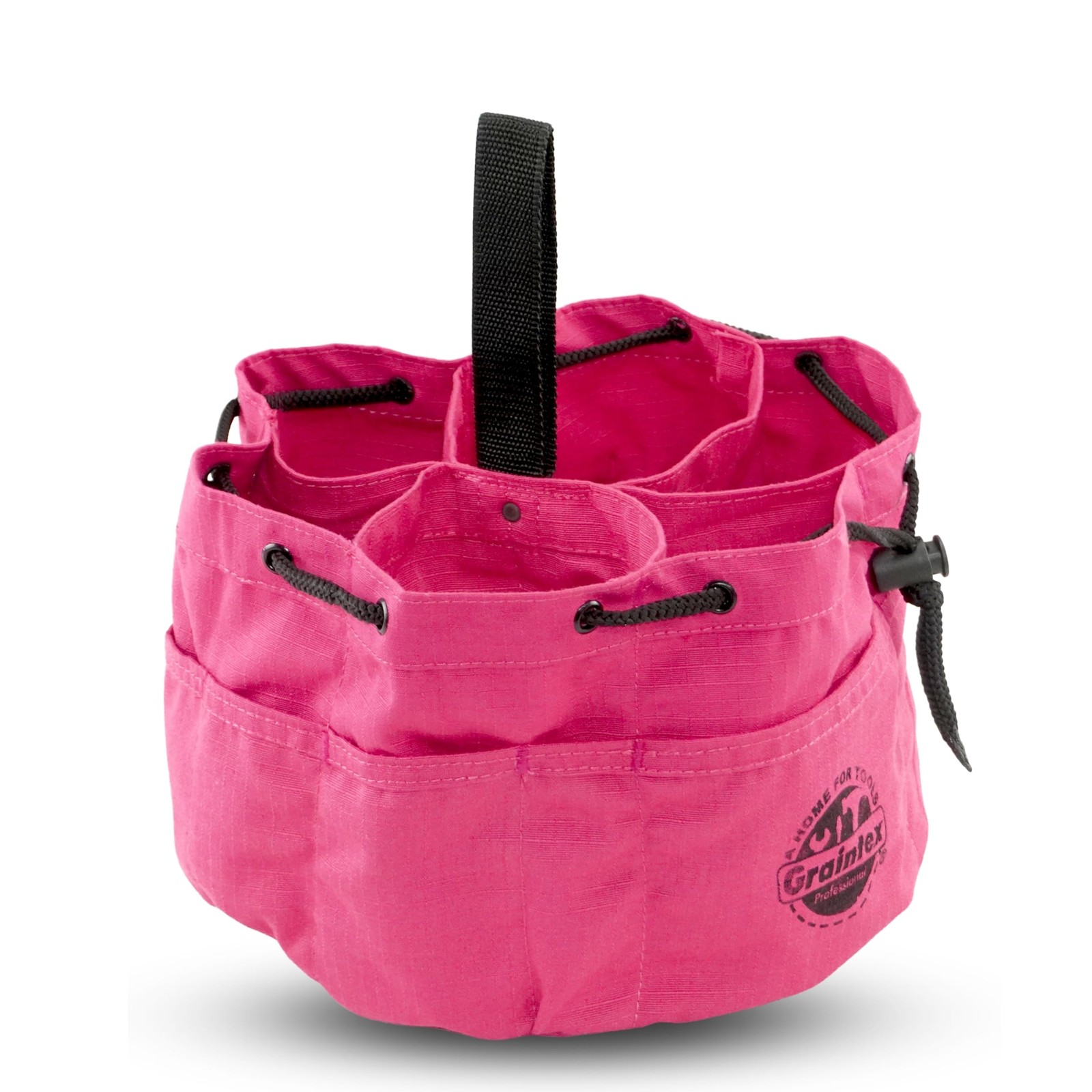 Pink Tool Grab Bag Durable Canvas Organizer with Drawstring Closure and Pockets