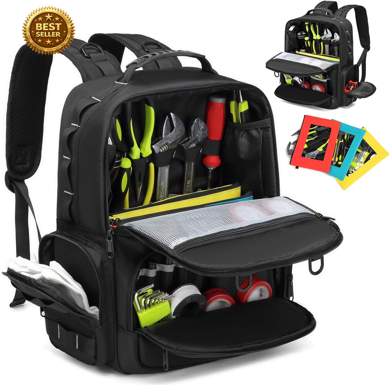 Heavy Duty Tool Backpack Organizer Bag Electrician Construction Storage