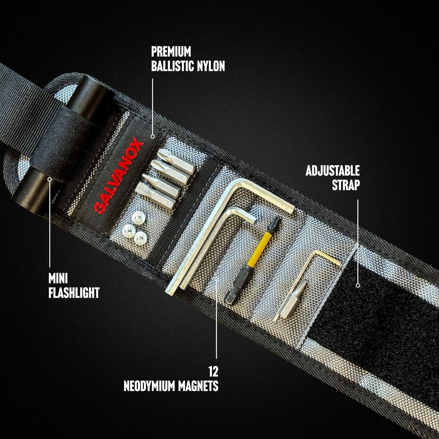Magnetic Wristband with LED Flashlight – Nylon Wrist Magnet for Tools, Screws…