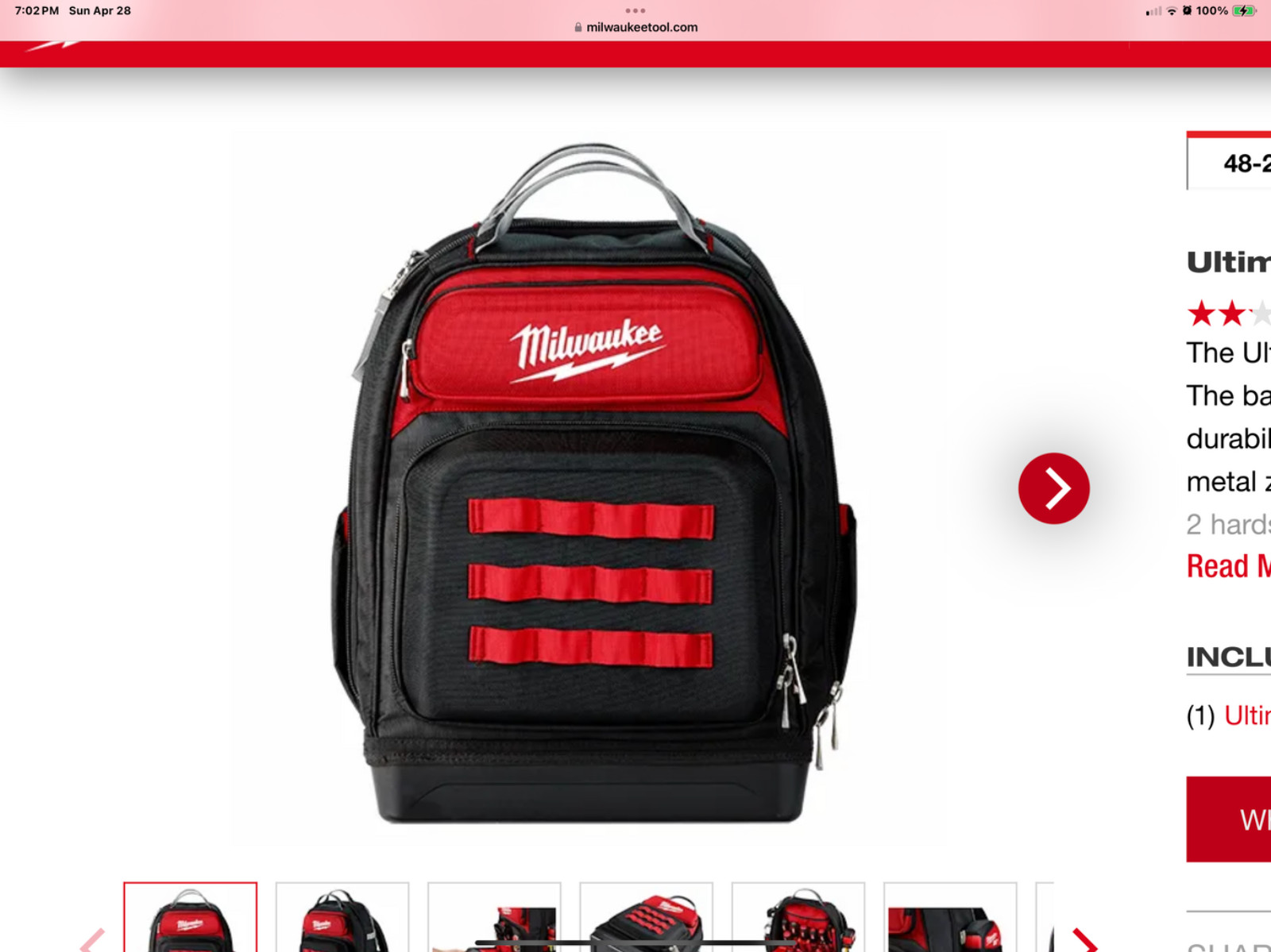 Milwaukee 48-22-8201 Ultimate Jobsite Backpack