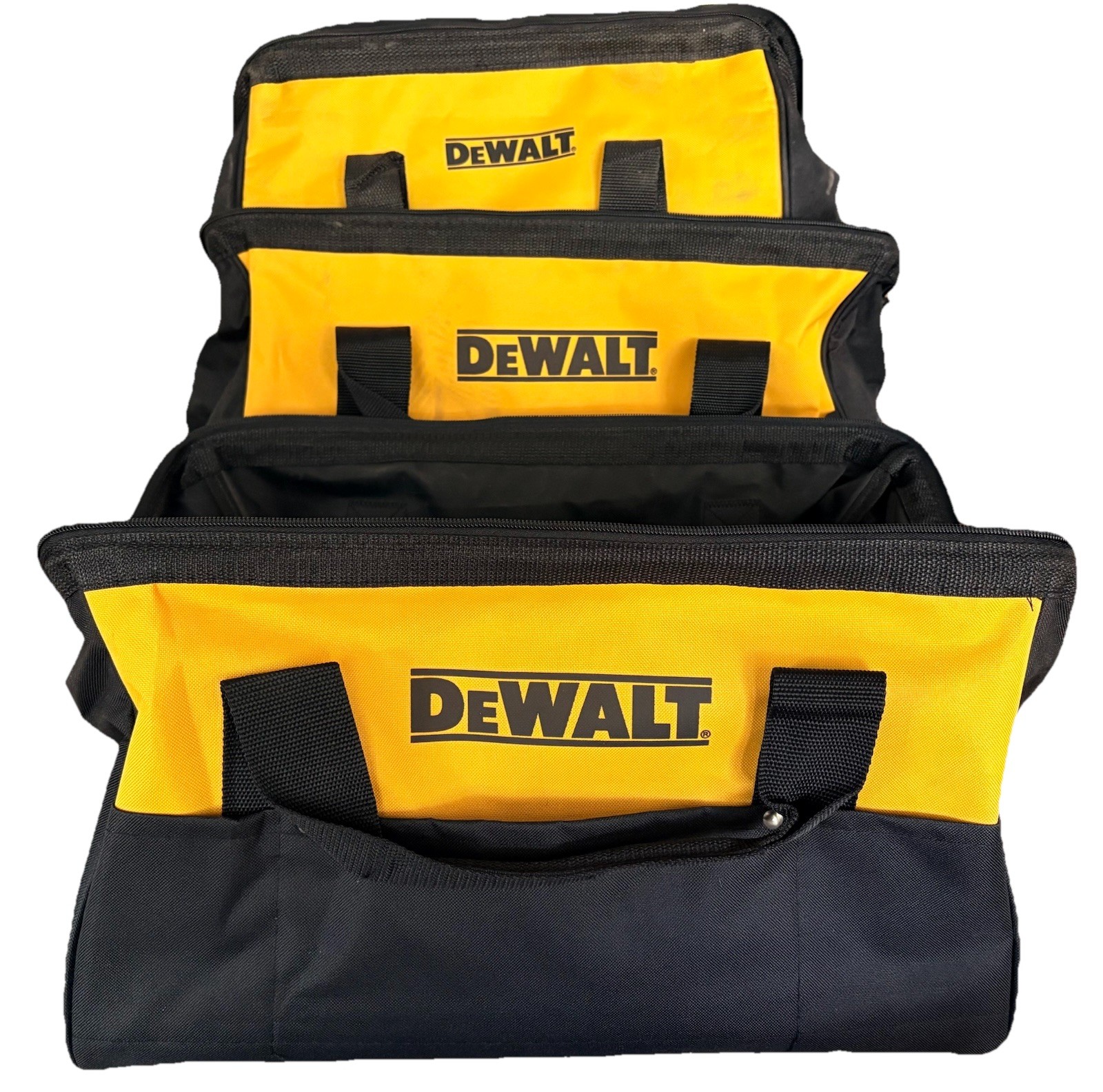 NEW Dewalt EXTRA LARGE Nylon 19″ w/ 3 POCKETS RAILS Drill Saw Tool Bag Tote Case
