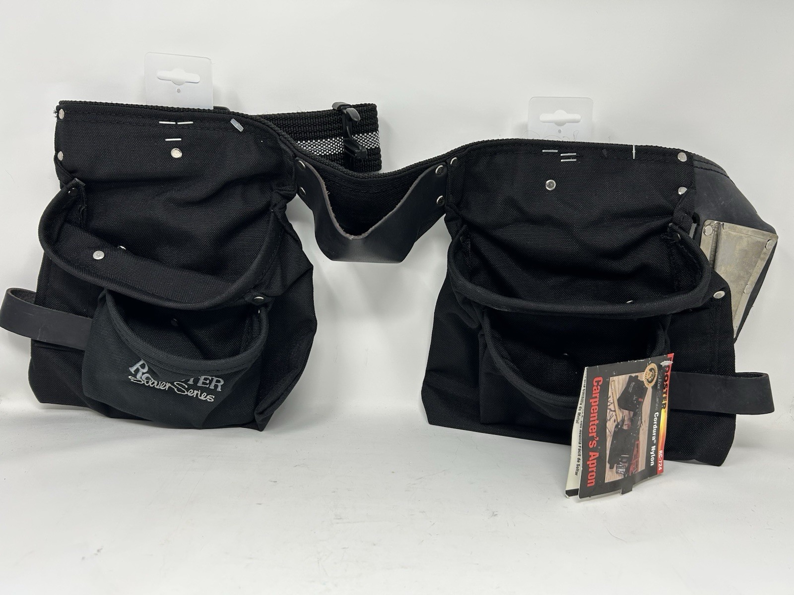 Rooster Silver Series Carpenters Tool Belt – Apron Black Cordura Nylon / Leather