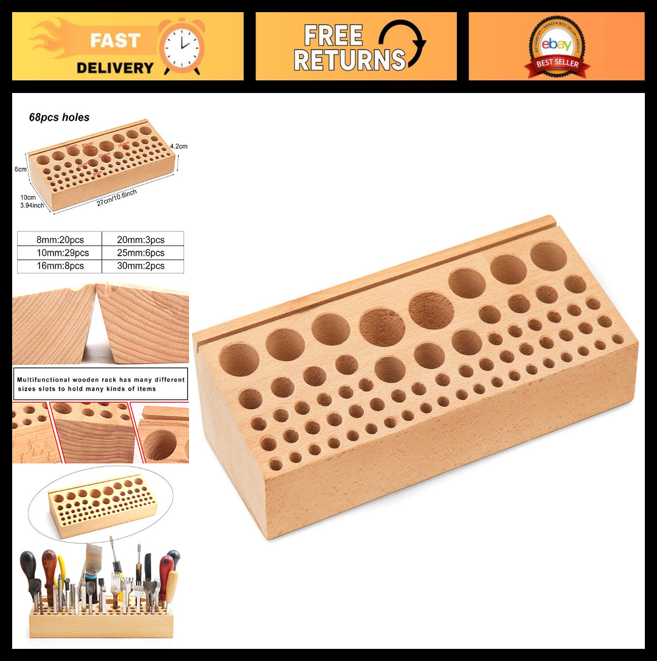 68 Styles Leather Tool Holder Rack – Professional Punch Craft Organizer for Leat