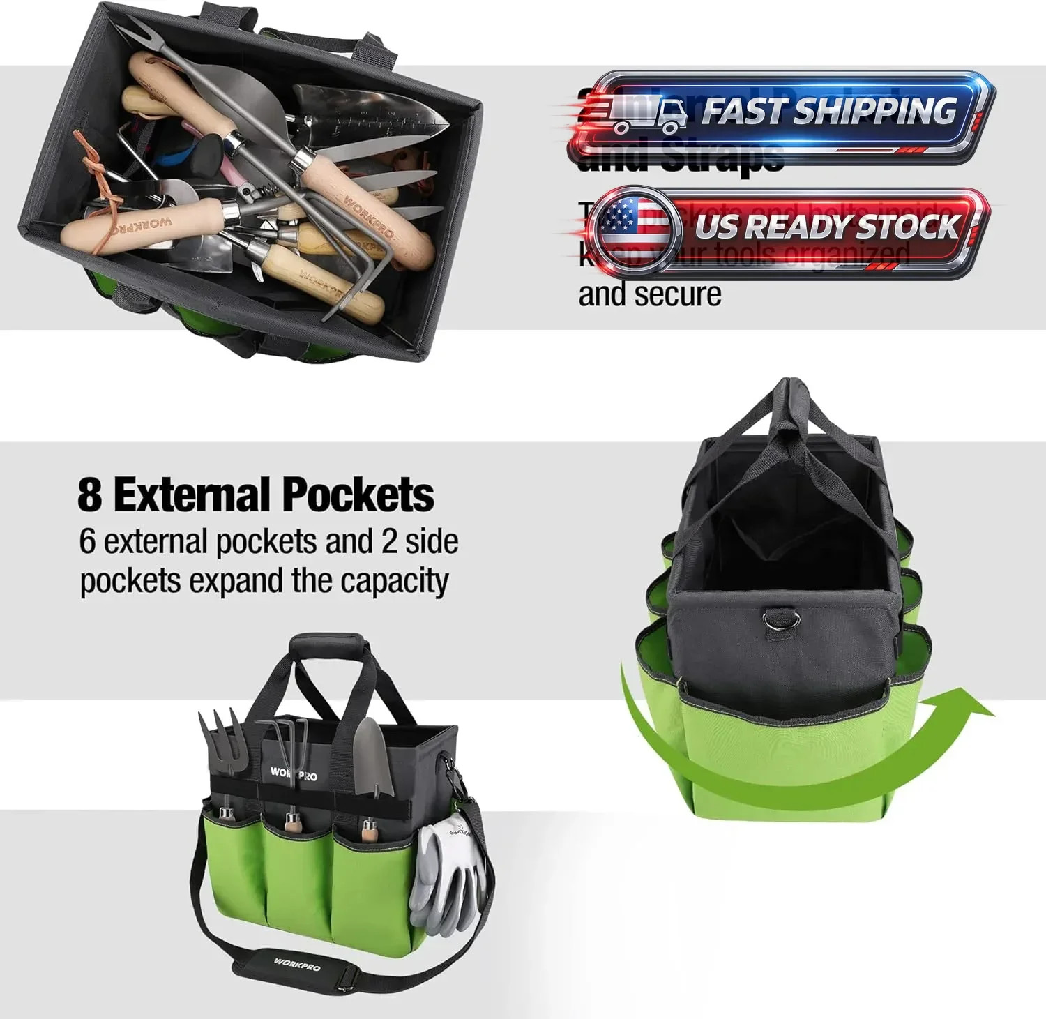 12 Inch Small Tool Bag, Open Top Tool Tote with Stainless Steel Handle and Ad…