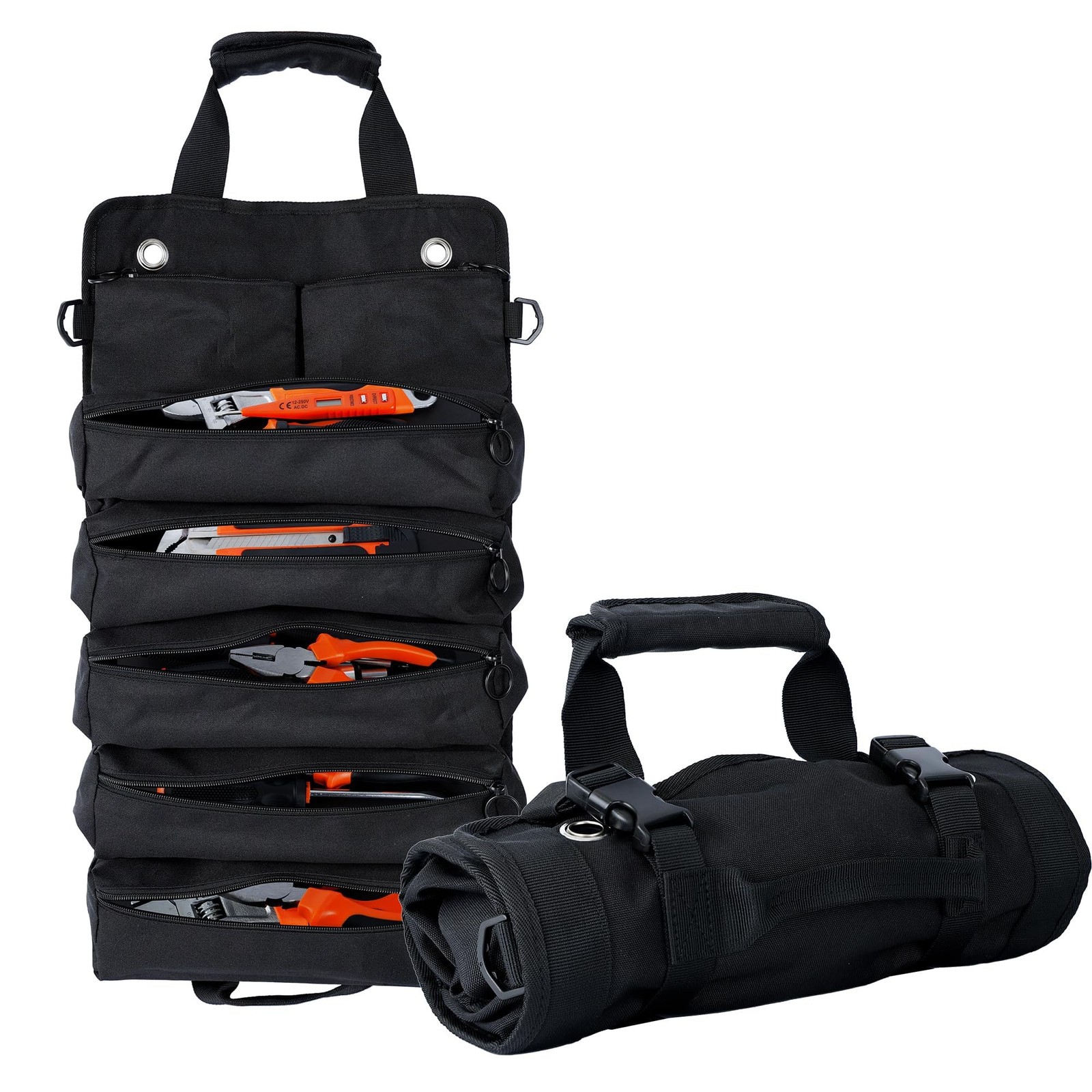 AASTT Portable Foldable Roll Up Tool Bag, 21.3 x 12.6 x 3.95 inches, black