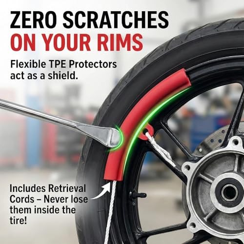 14.5″ Tire Spoons Kit – High Leverage Motorcycle Tire Irons & Rim Protectors –