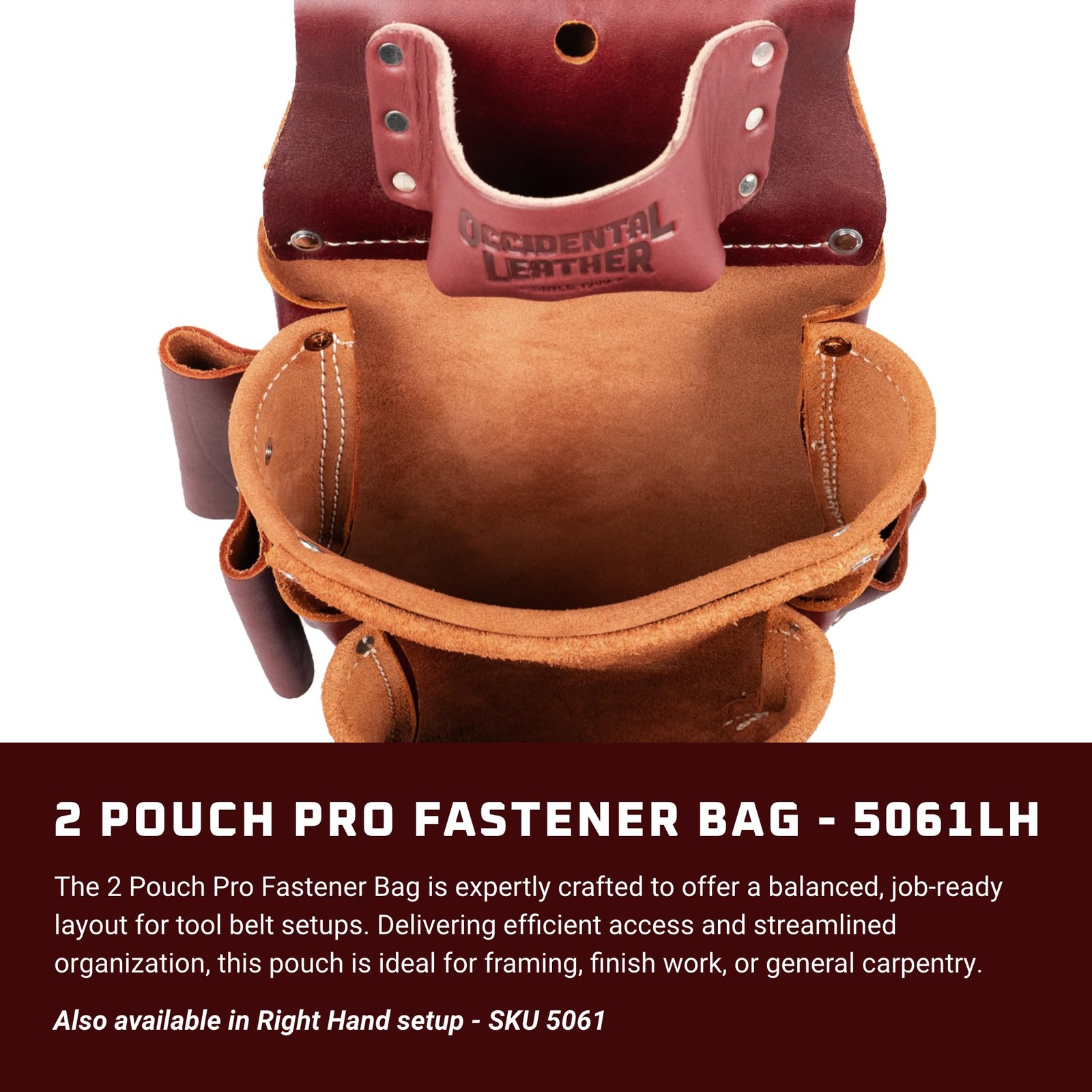 Occidental Leather 2 Pouch Pro Fastener Bag – Left Hand – 9 Hand, Brown