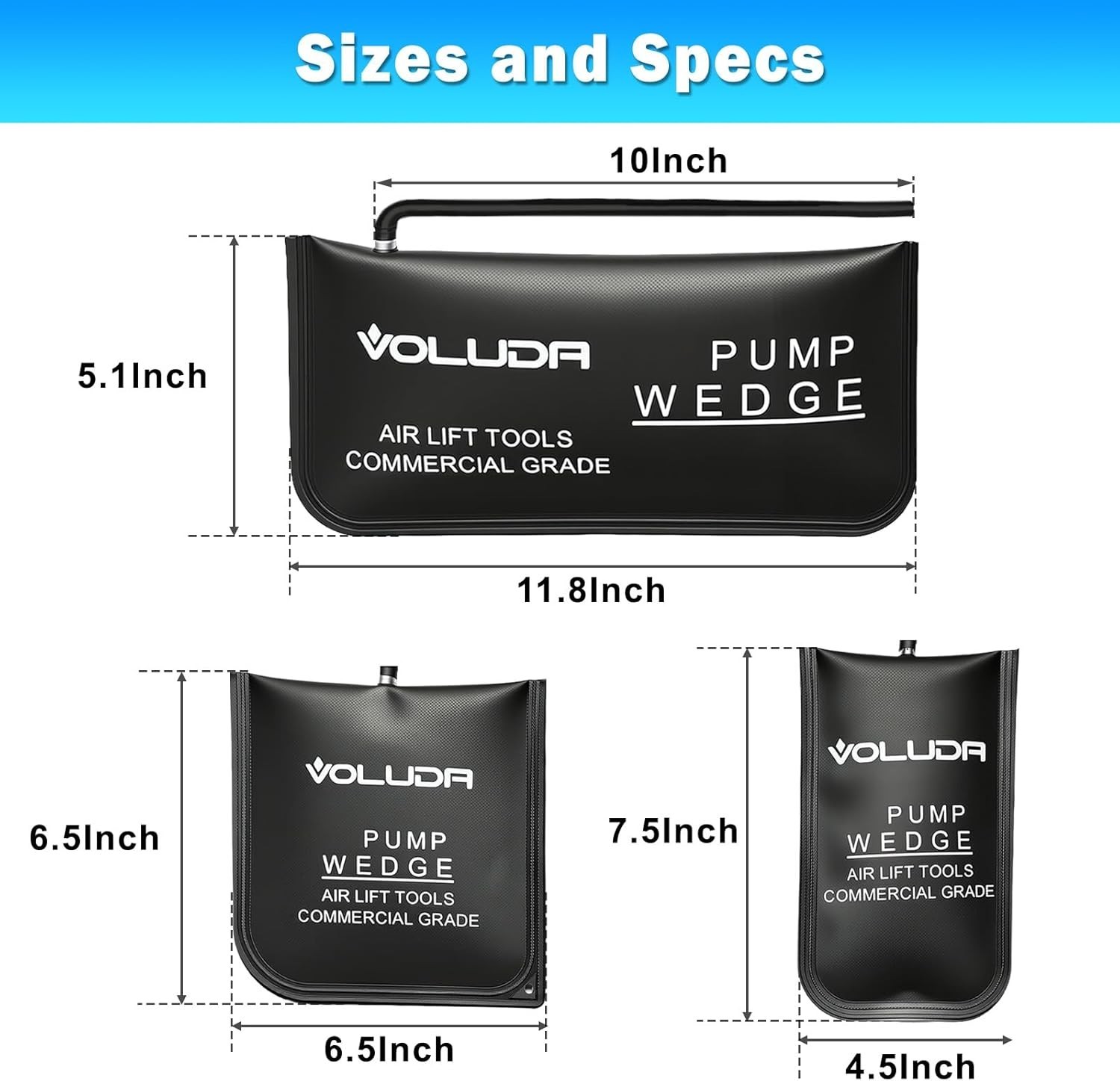 Inflatable Air Shim Bag Pump, 3 Pack Commercial Grade Leveling Tool, 330 LB R…