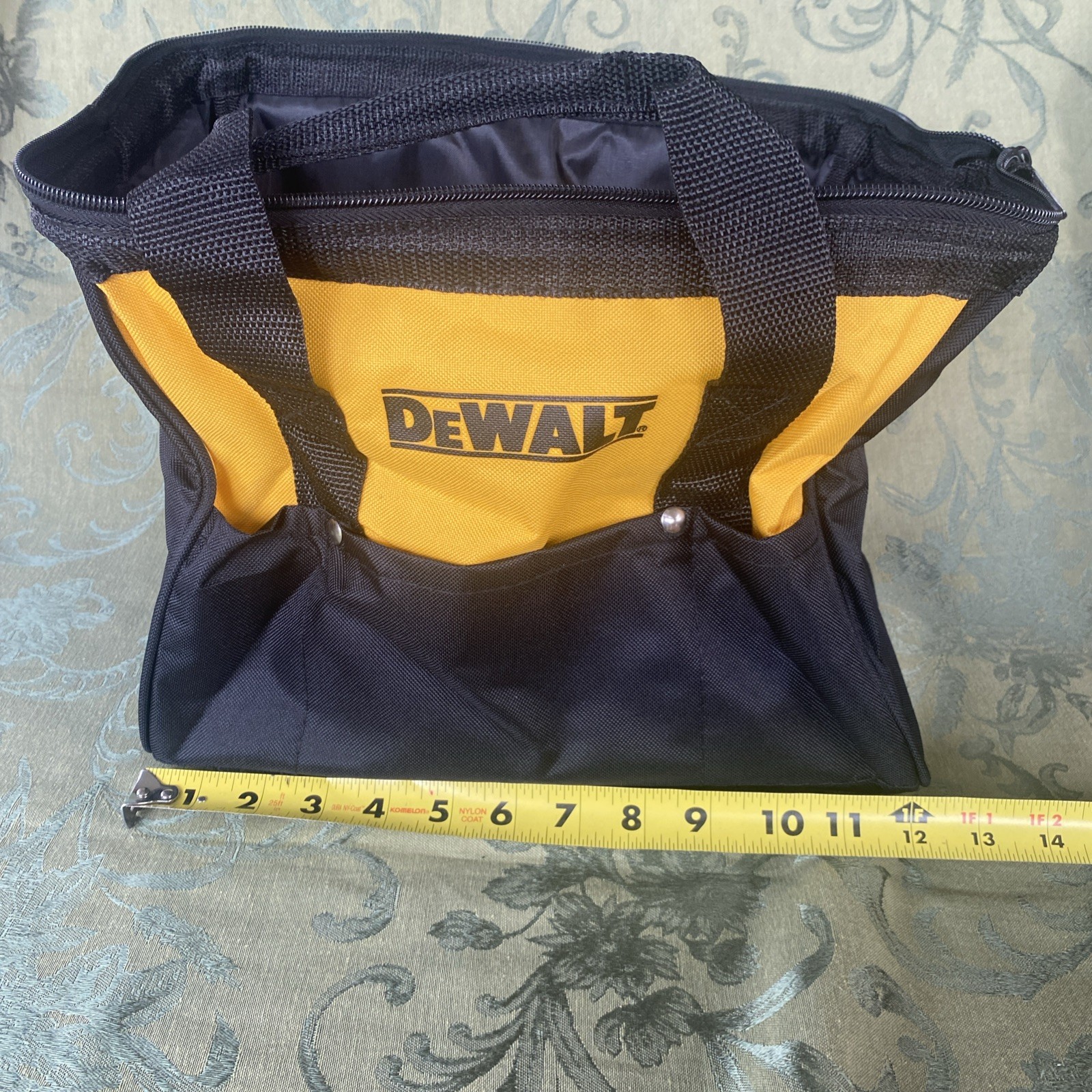 DeWalt 12.5” X 8.5” X 9” Tool Bag Canvas Enforced Bottom Zippered Top EUC