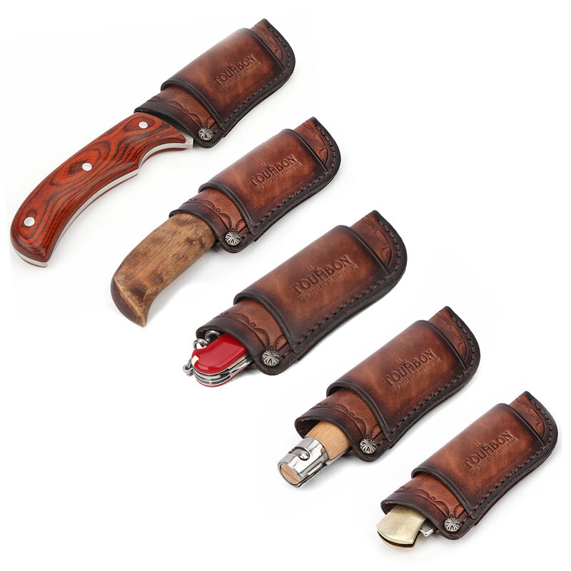 TOURBON Pocket Folding Knife Sheath 4″ Fixed Blade Belt Holster Cover Camping