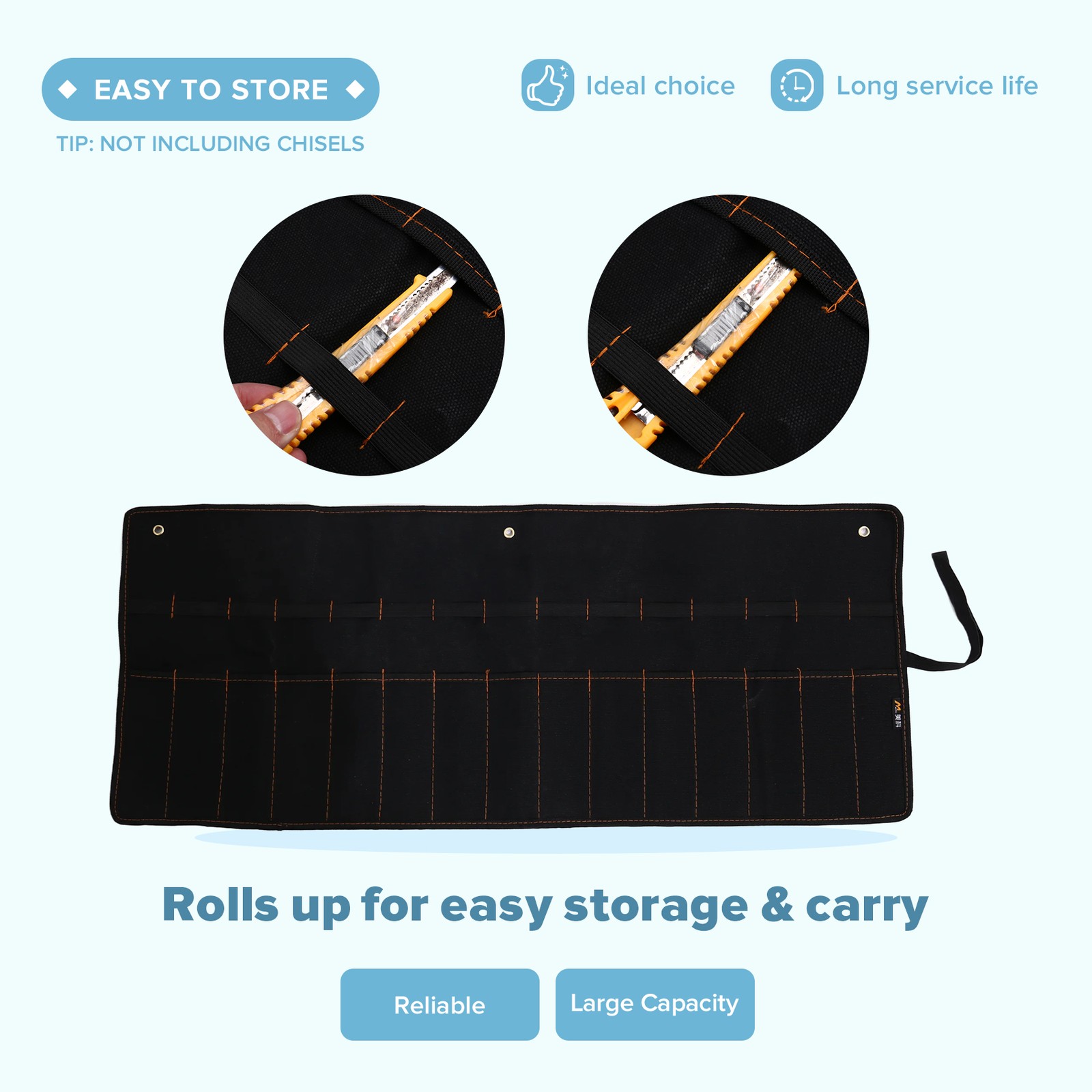 Chisel hanging bag Canvas Tool Roll Holder Wrench Pouch 15 Pockets for 1296