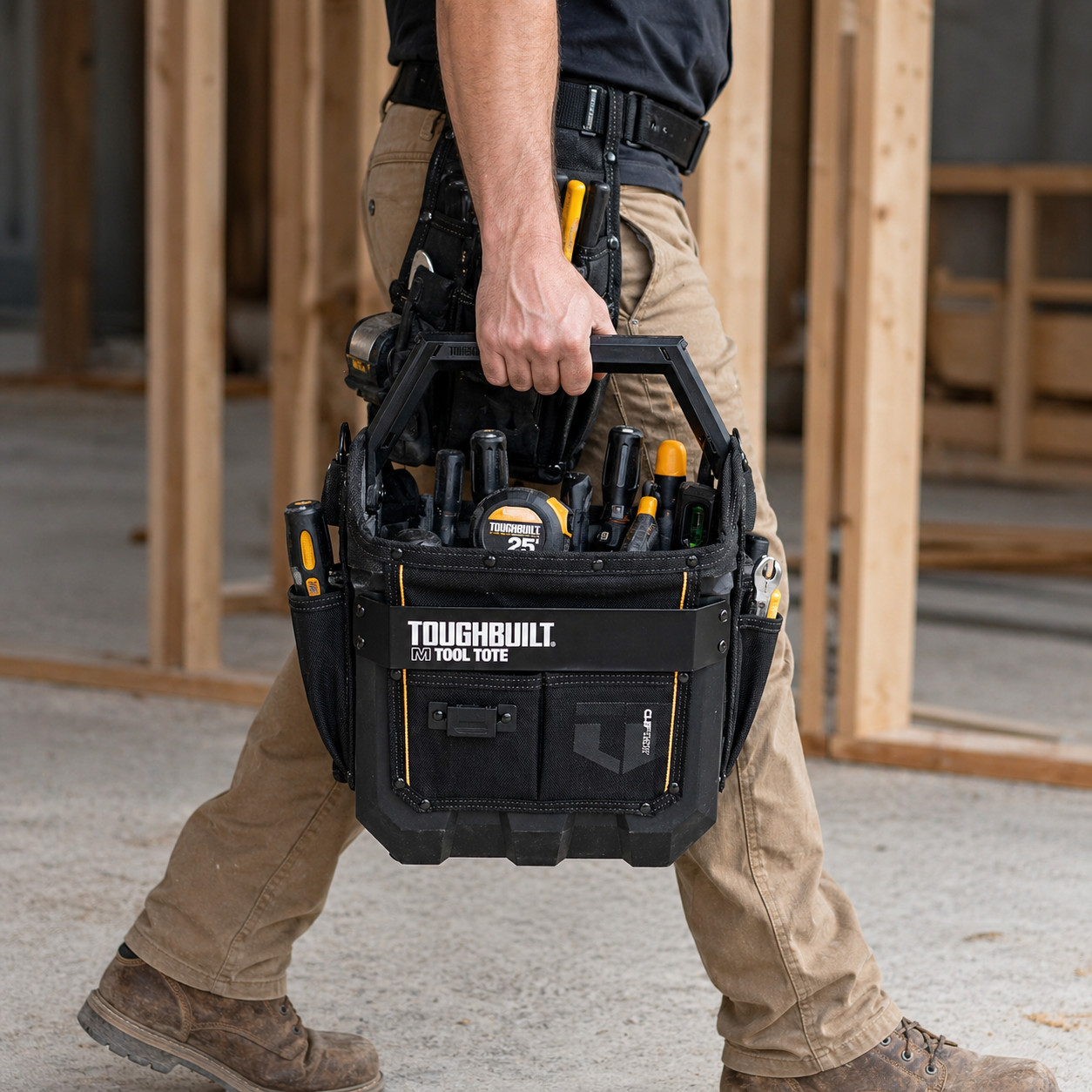 Toughbuilt 12″ Pro Heavy Duty Tool Bag Tote 31 Pockets Wide Opening Work Gear