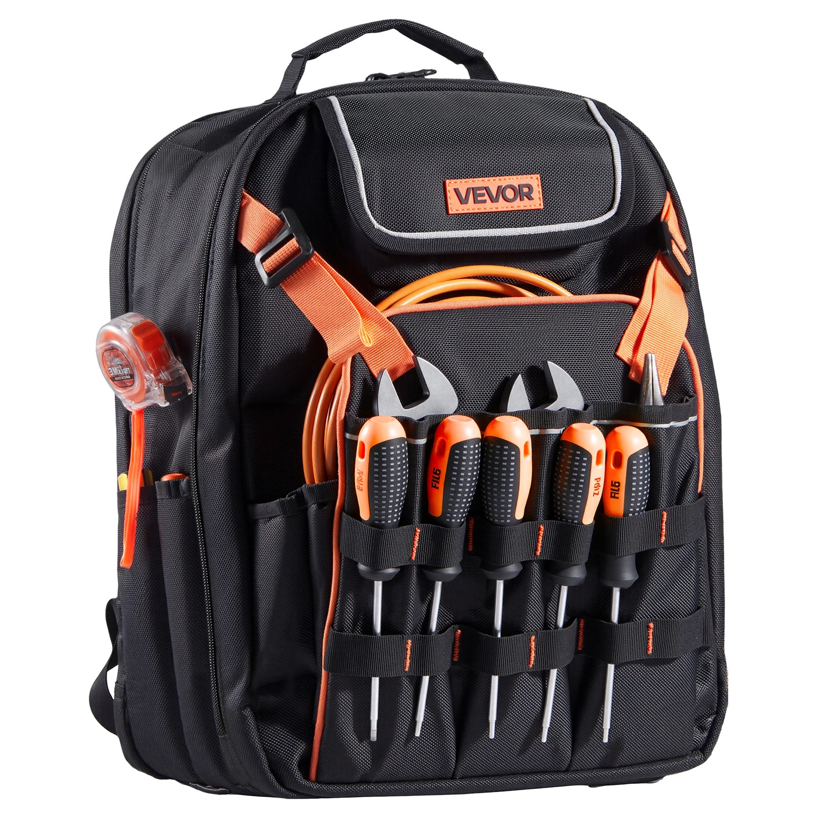 VEVOR Tool Backpack 45 Pockets Tear-resistant Jobsite Backpack for Electrician