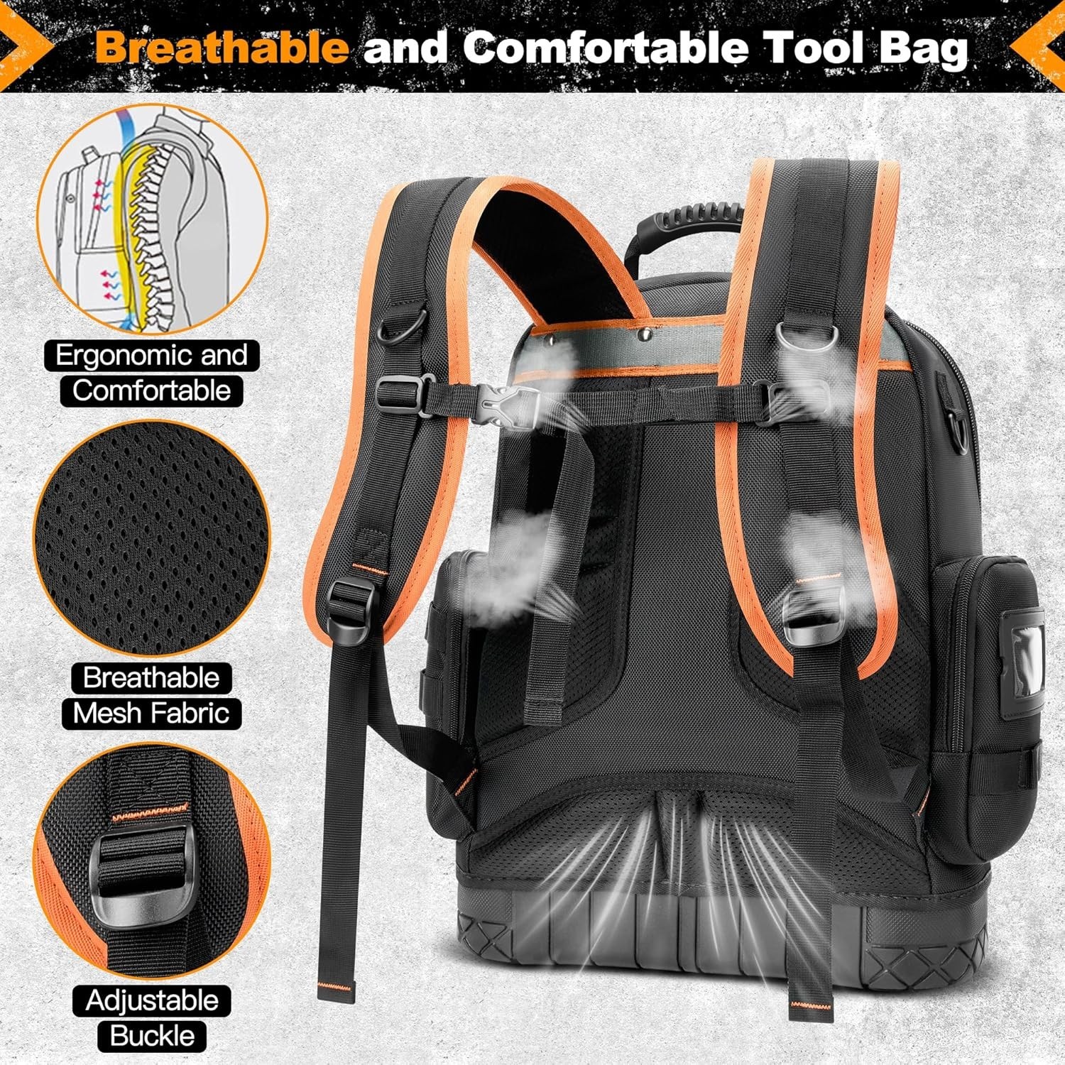 Professional 18.1-Inch Tool Storage Backpack – 75 Pockets & Rugged Durability
