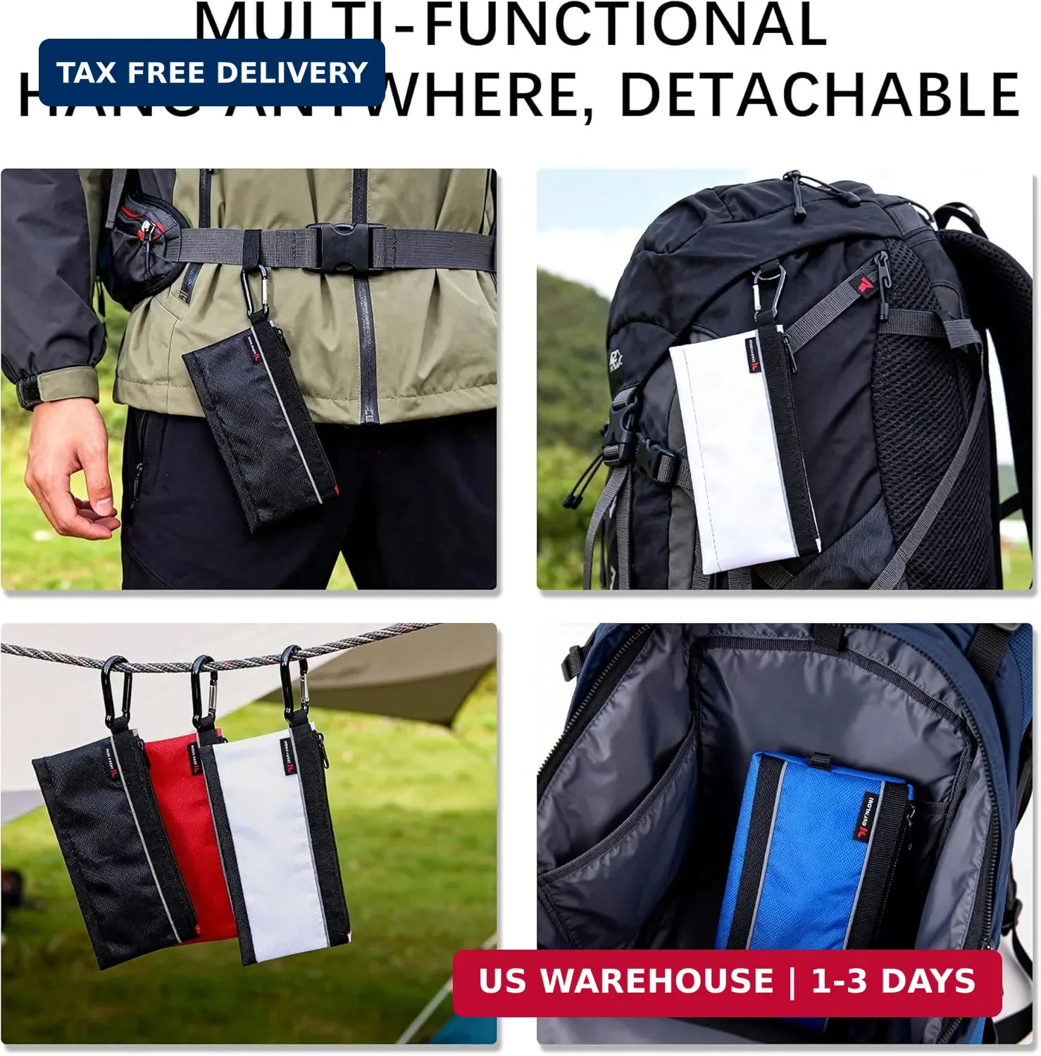 Small Tool Pouches 4 Pack Waterproof Heavy Duty Zipper Storage Organizer Bag