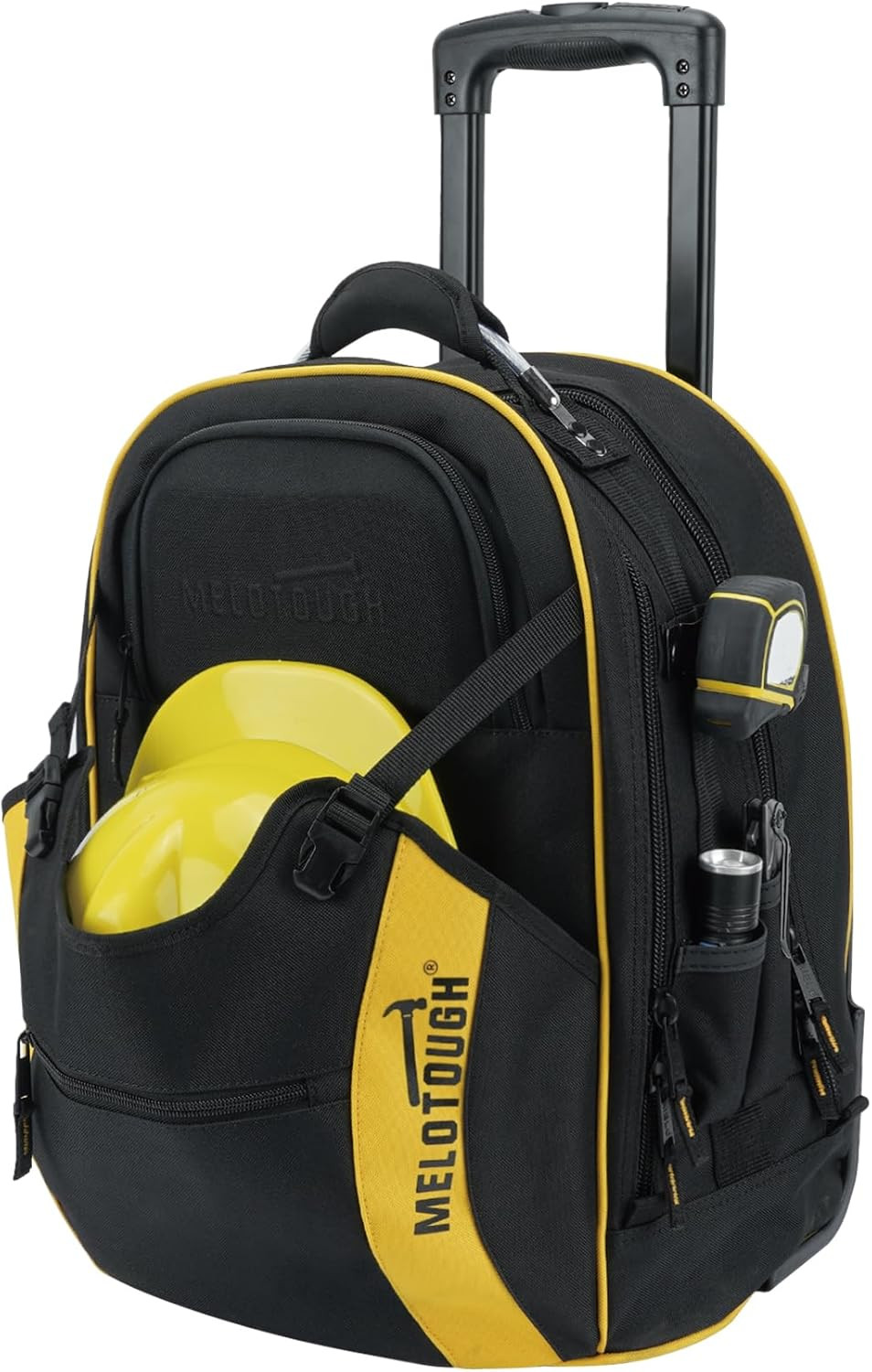 Wheeled Tool Backpack with 35 Pockets & Laptop Sleeve – Water Resistant Yellow