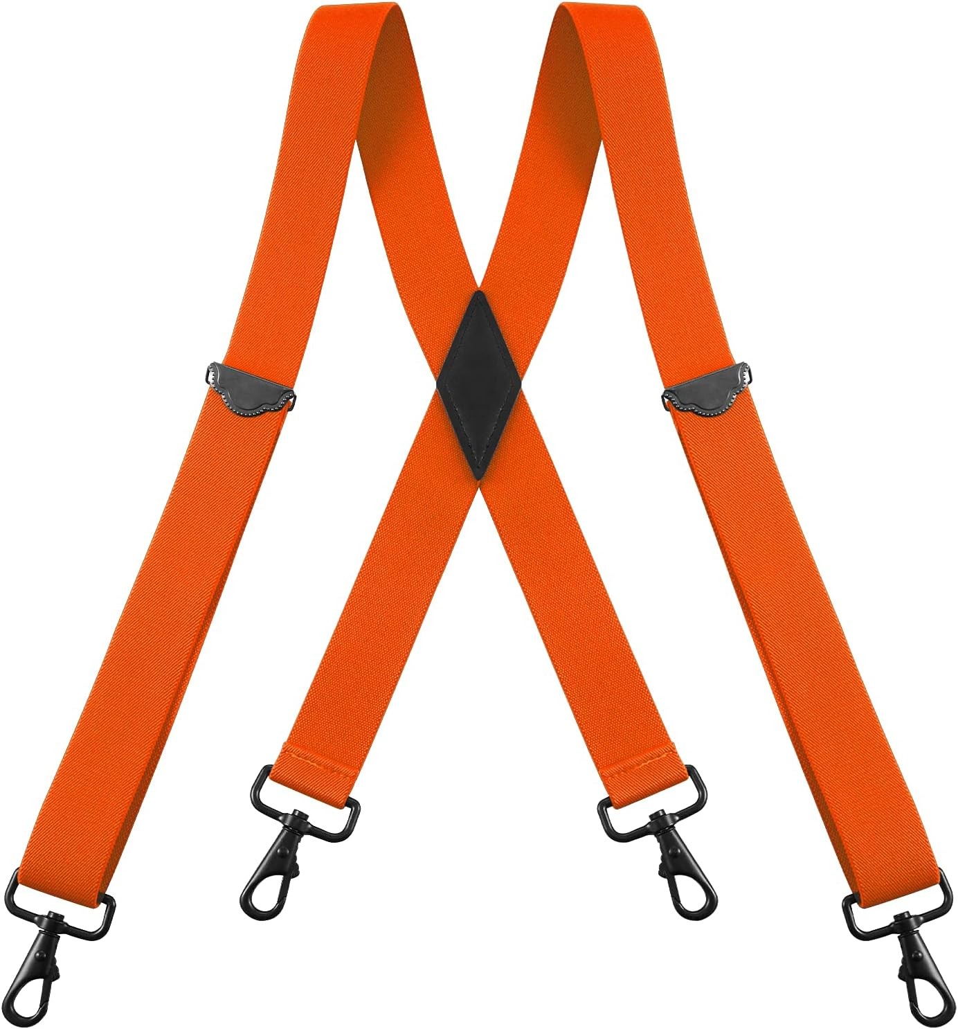 Buyless Fashion Suspenders for Men – 48″ Adjustable Straps 1 1/4″ – X Orange