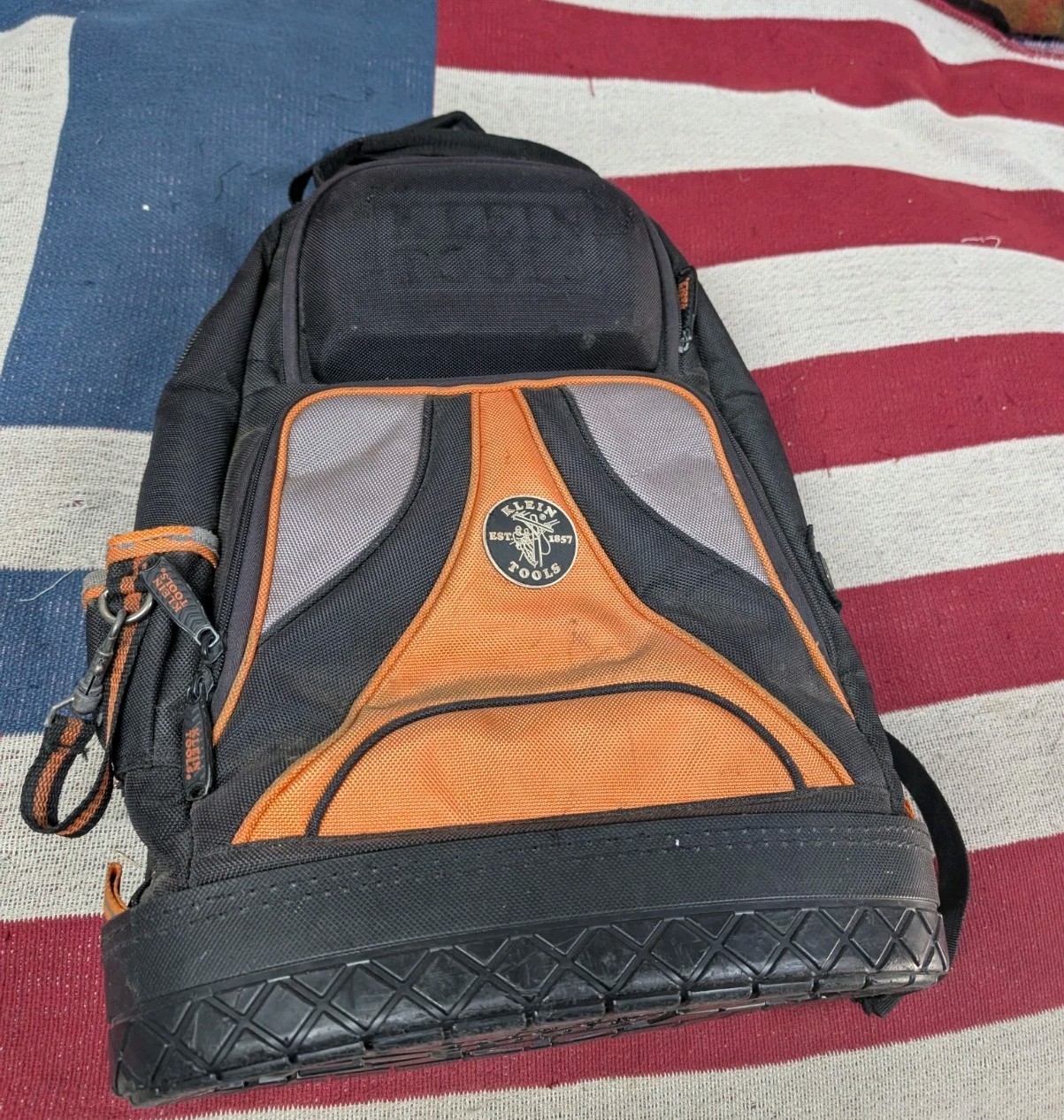Klein Tools Tradesman Pro Orange/Black Electrician Tool Bag Backpack