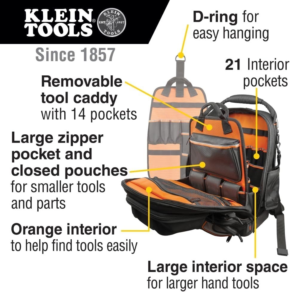 Tradesman Pro Tool Master Backpack – 48 Pocket Waterproof Tool Carrier