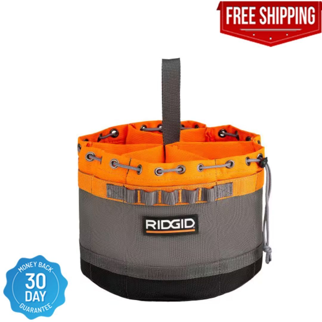 RIDGID 10 In. 19 Pocket Professional Grade Small Parts Organizer Tool Bag