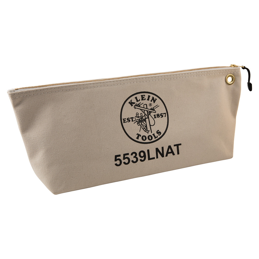 Klein Tools 5539LNAT Canvas Zipper Pouch, 16-Inch Tool Bag Storage Organizer
